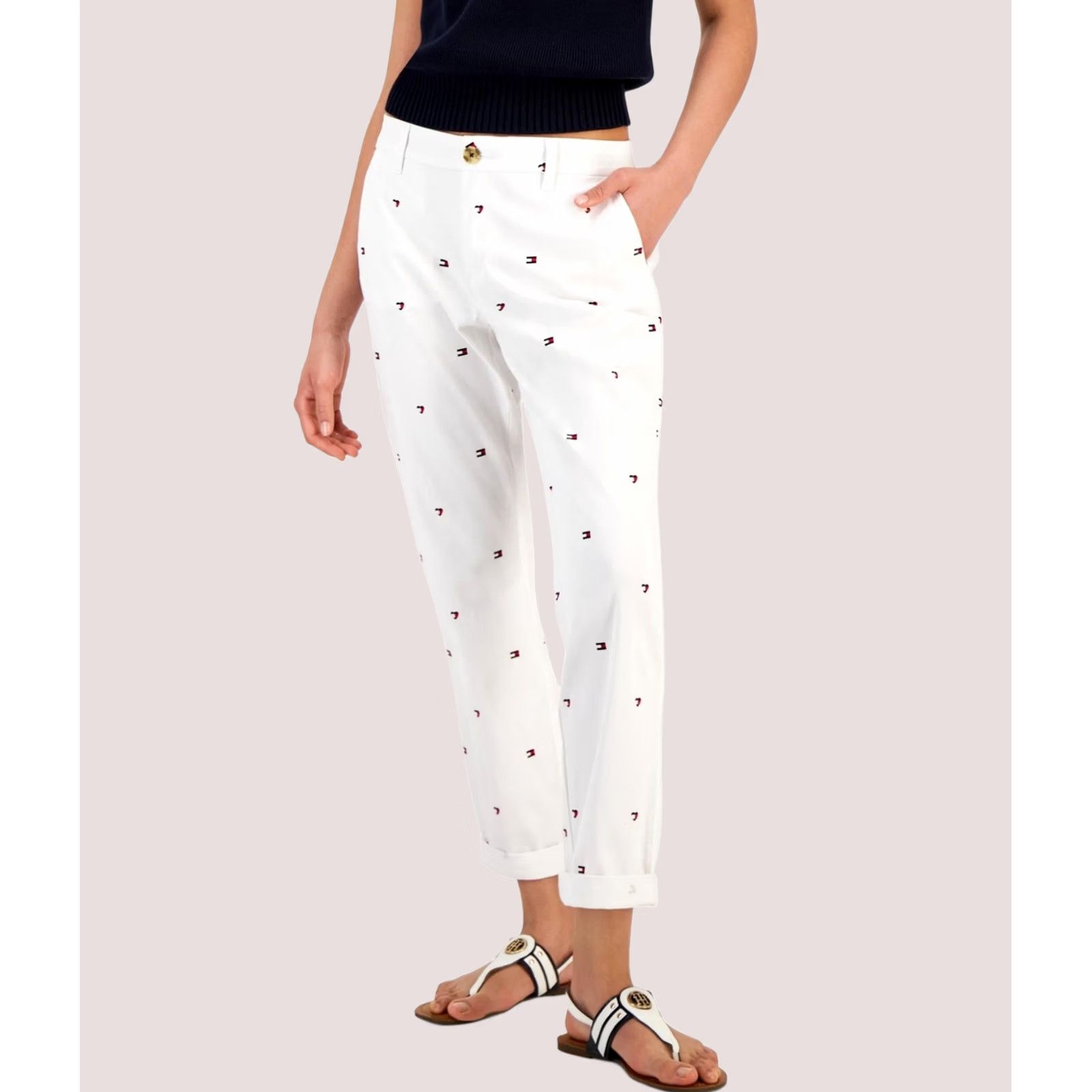 Tommy Hilfiger Tommy Hilfiger Hampton Heart Flag Casual Pants White 14 Womens Size 36" / US 14 / IT 50 - 1 Thumbnail