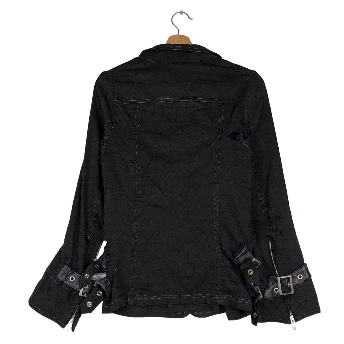 Vintage 🔥ULTIMATE BLACK BIKER CROPPED JACKET PUNK ALGON QUINS JAPAN Size S / US 4 / IT 40 - 8 Thumbnail