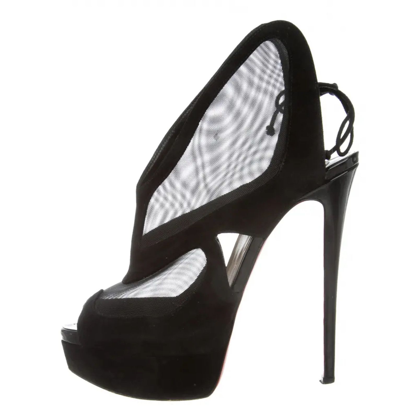 Christian Louboutin Farfamesh 150 Black Platform Peep Toe Sandal Heel Pump 36 Size US 6 / IT 36 - 3 Thumbnail