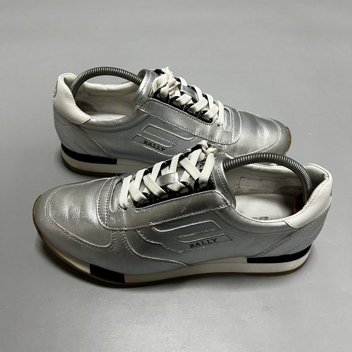 Bally BALLY Gavina Metallic Silver Low Woman's Leather Sneakers Size US 7.5 / IT 37.5 - 4 Thumbnail