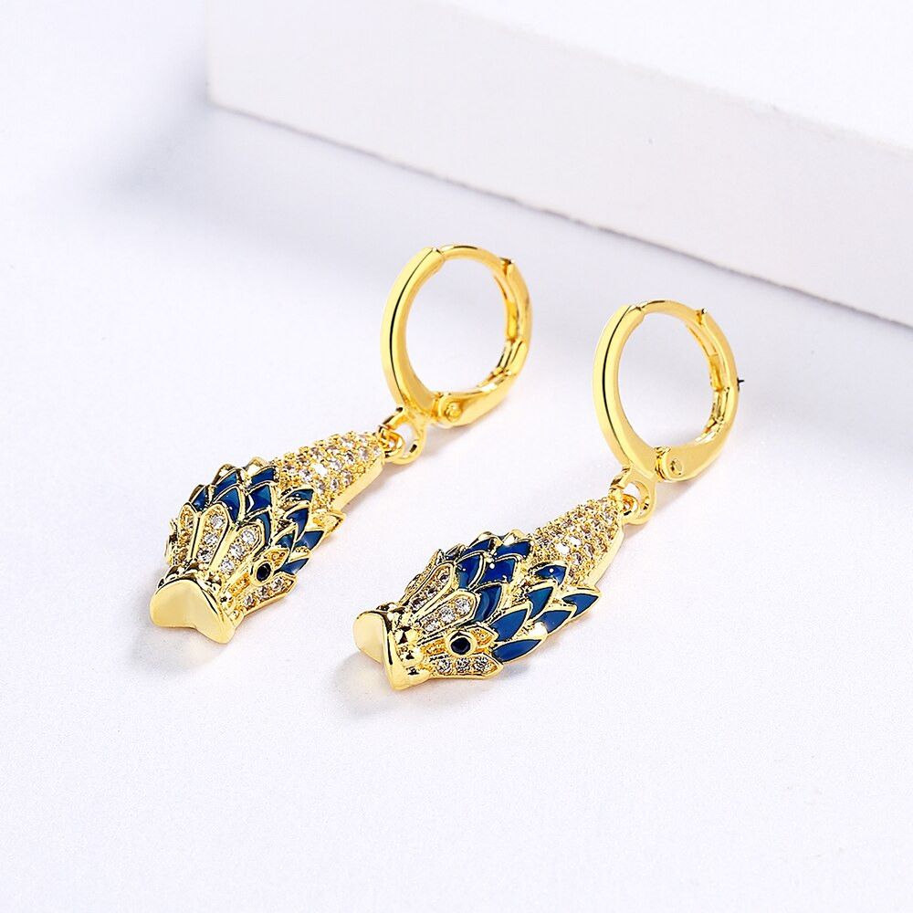 Jewelry Unique Golden Flower Enamel Earrings Size ONE SIZE - 5 Thumbnail