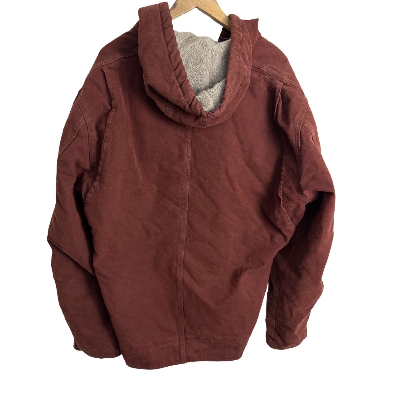 VINTAGE Carhartt Jacket J141 2XLT Rust Red Canvas Hooded Lined Parka Men}