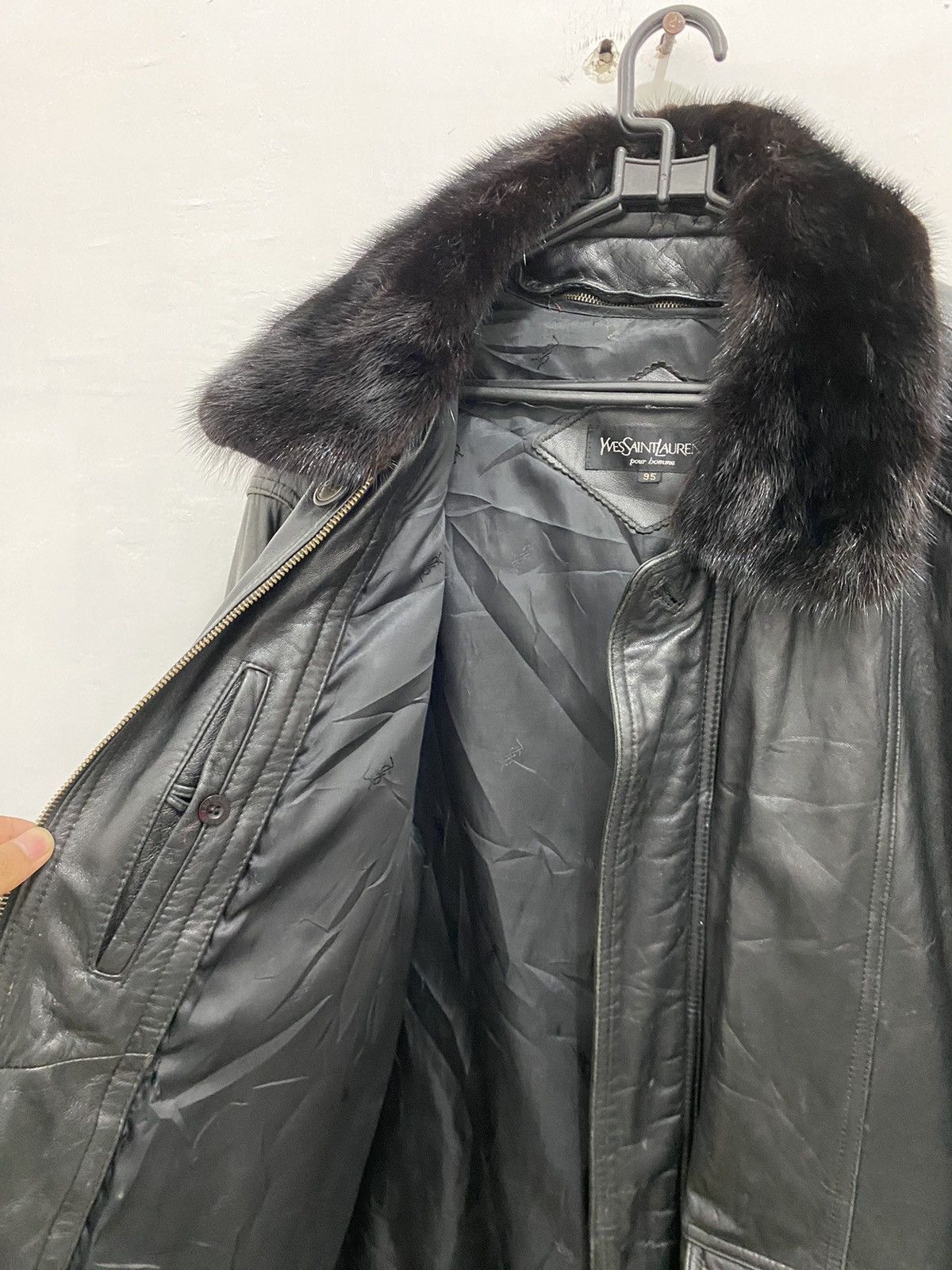 Saint Laurent Paris 💥Leather💥Yves Saint Laurent Leather Coat Size US L / EU 52-54 / 3 - 15 Thumbnail