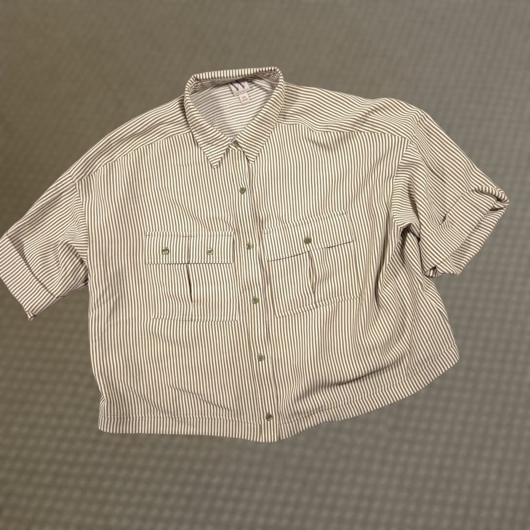 Worthington Worthington Shirt Womens XXL Green Stripe Button Front Collared Short Sleeve Top Size XXL / US 16-18 / IT 52-54 - 1 Thumbnail