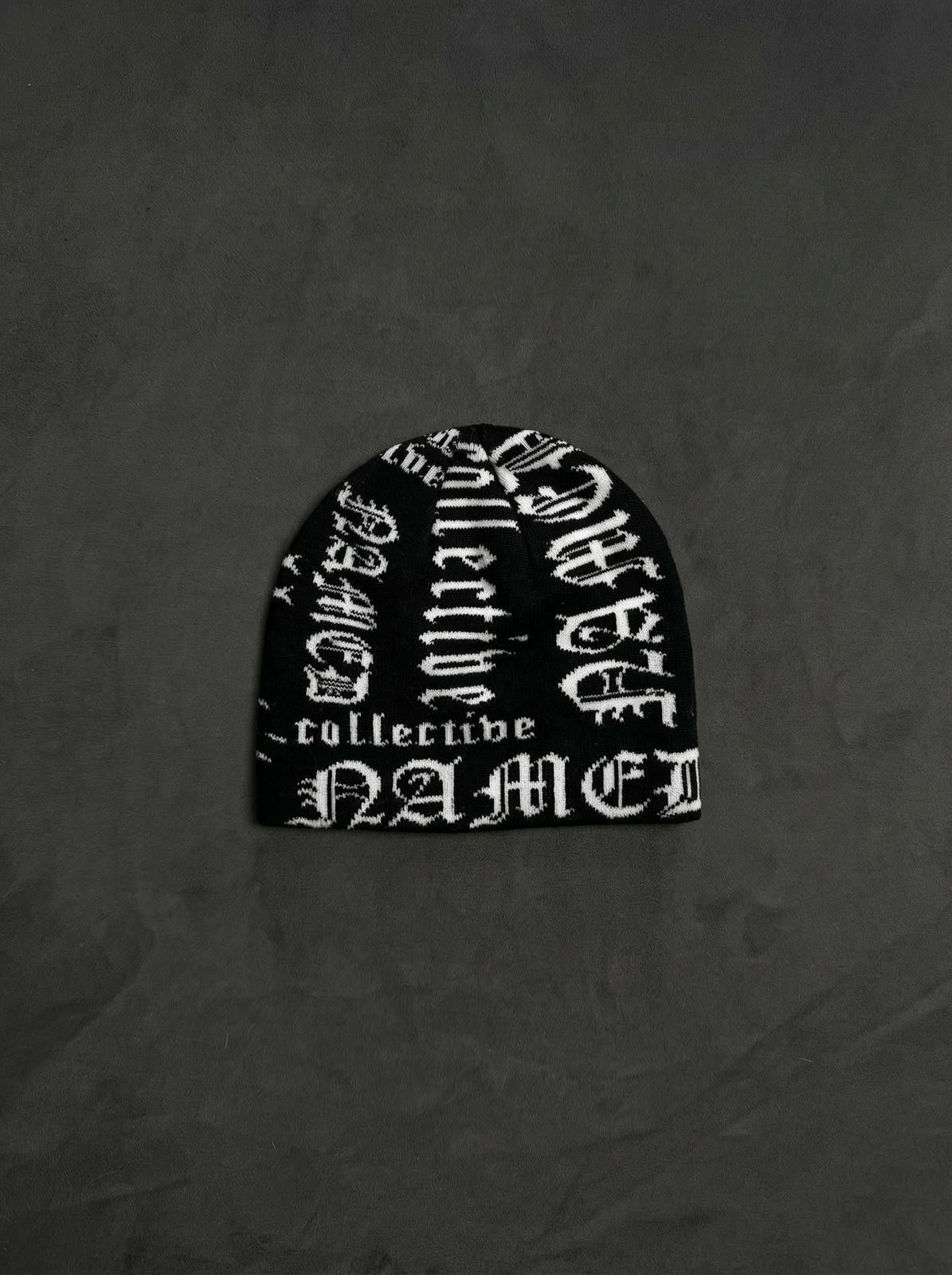 Named Collective Named Collective Gothic Lettering No Cuff Knit Black Beanie Size ONE SIZE - 2 Thumbnail