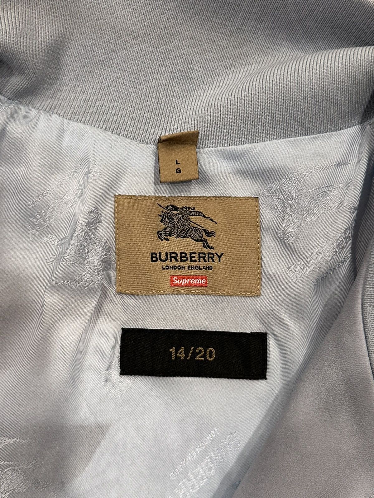 Burberry × Supreme Supreme Burberry Pastel Blue Embroidered Leather Zip Jacket Size US L / EU 52-54 / 3 - 10 Thumbnail
