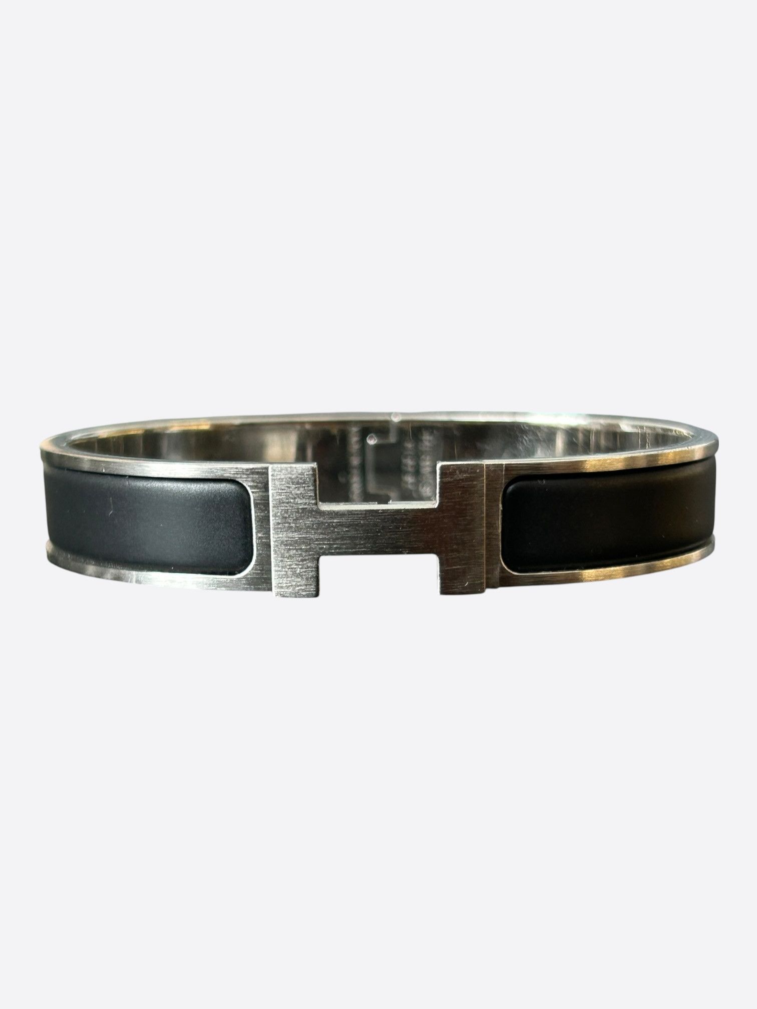 Hermes Hermes Palladium & Black Clic Clac H Bracelet Size ONE SIZE - 1 Thumbnail