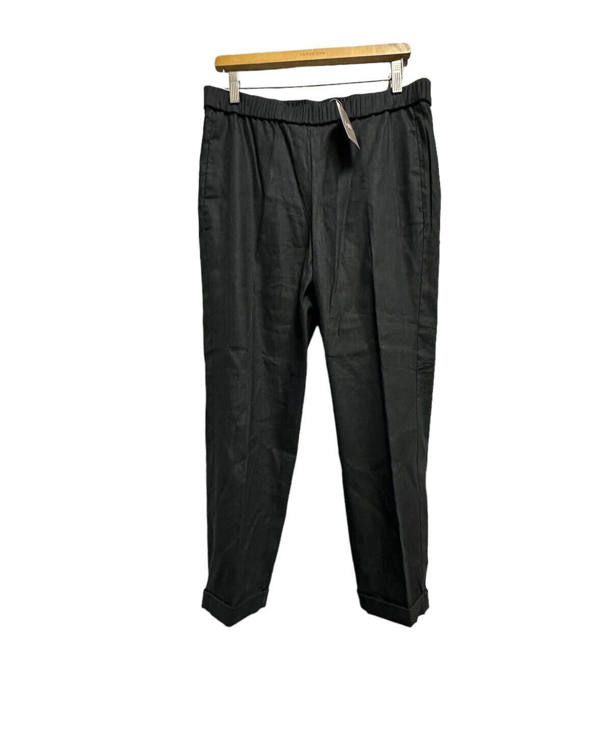 Designer J. Jill Linen stretch Black elastic waist pant Women size Mp Size 32" / US 10 / IT 46 - 1 Thumbnail