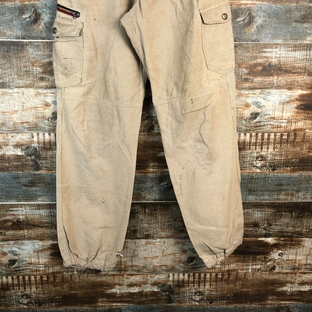 Japanese Brand DL Dogman stripe Brown Cargo Multipocket Pants #C629 Size US 29 - 6 Thumbnail