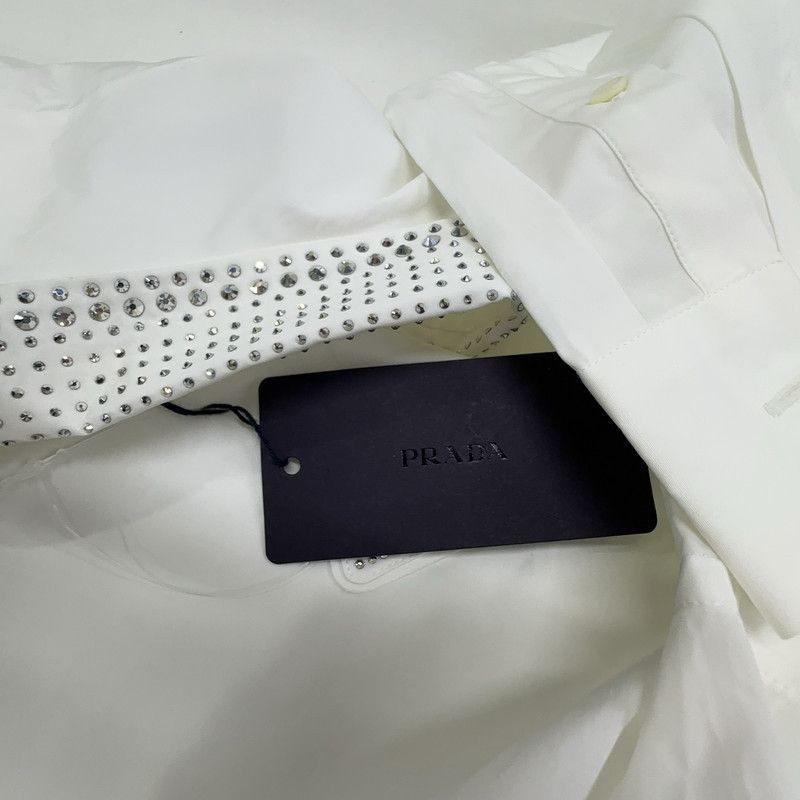 Prada Prada Men's White Long Sleeve Shirt with Studs-2506 Size US S / EU 44-46 / 1 - 6 Thumbnail
