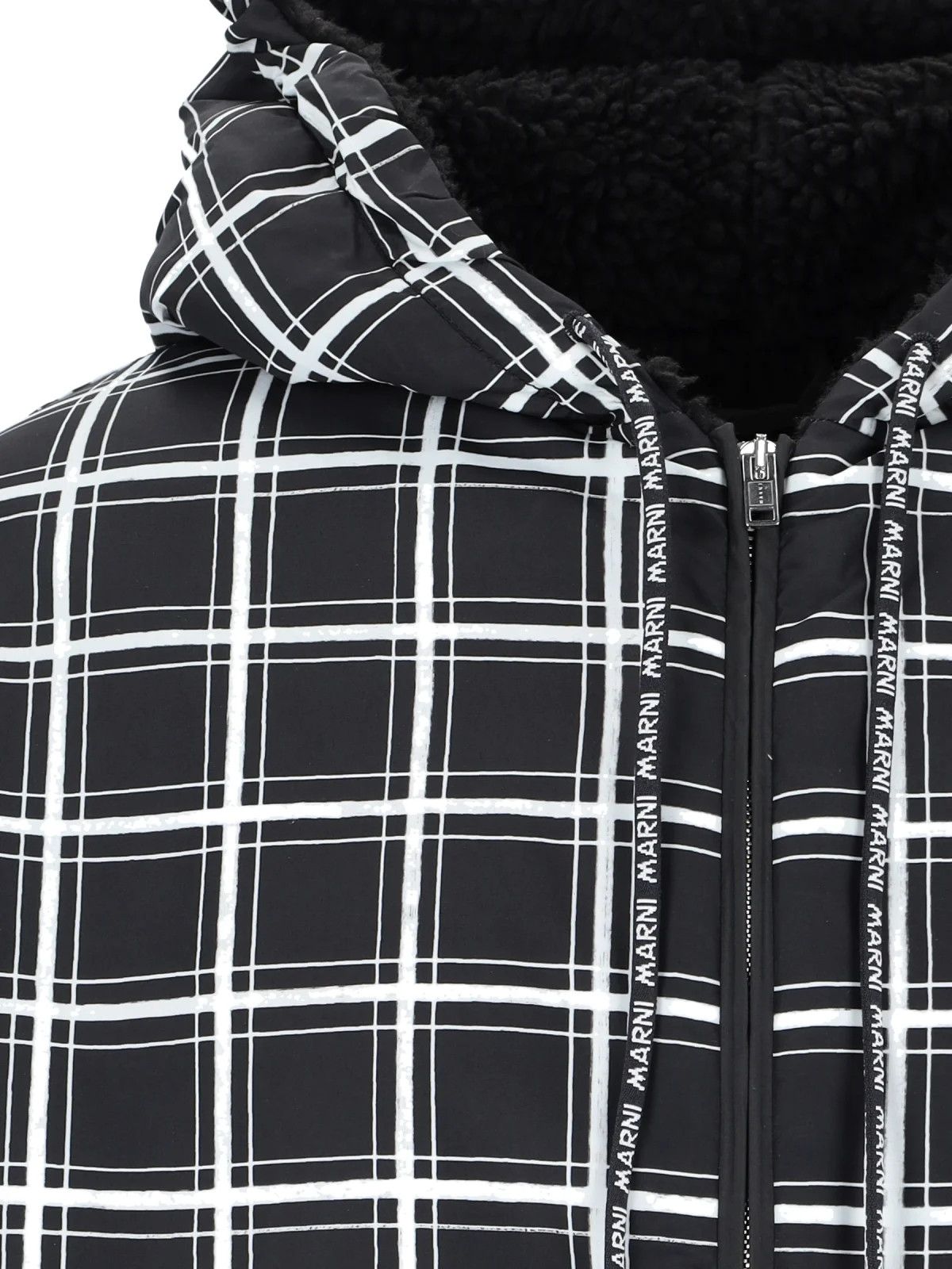 Marni o1w1db10824 Checked Hooded Jacket in Black White Size US L / EU 52-54 / 3 - 3 Thumbnail