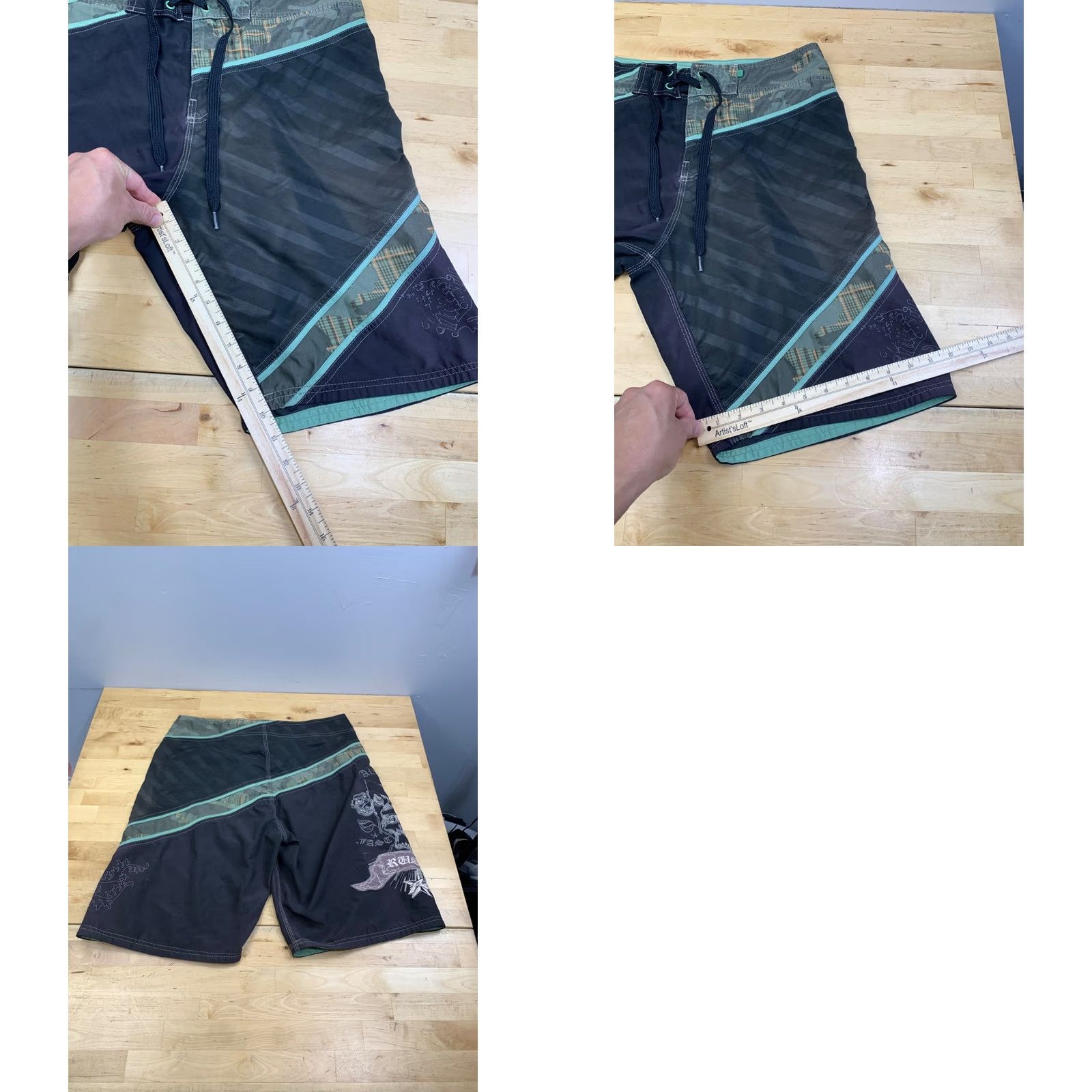 Rusty VINTAGE Rusty Board Shorts Men 36 Black Y2K Embroidered Skull 13191 Size US 36 / EU 52 - 8 Thumbnail