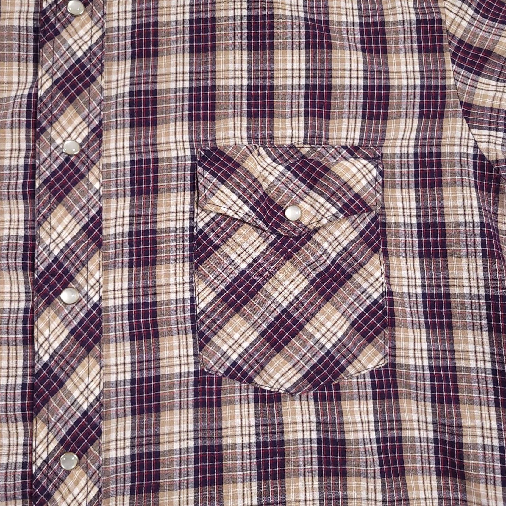 Wrangler Wrangler Short Sleeve Pearl Snap Western Shirt Men's XL Plaid Check Cowboy Work Size US XL / EU 56 / 4 - 4 Thumbnail