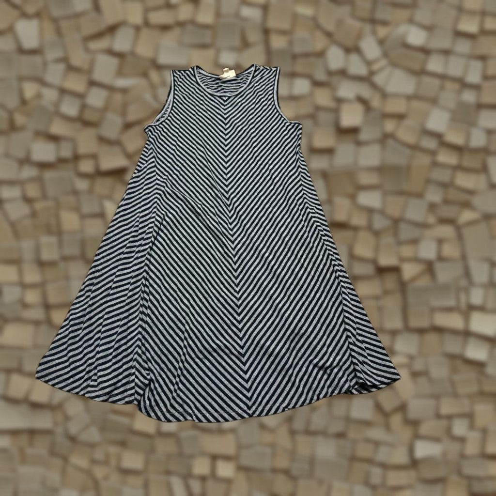 Vintage Style & Co. Dress Women's Size Large Gray Black Striped Tank Dress Size L / US 10 / IT 46 - 1 Thumbnail
