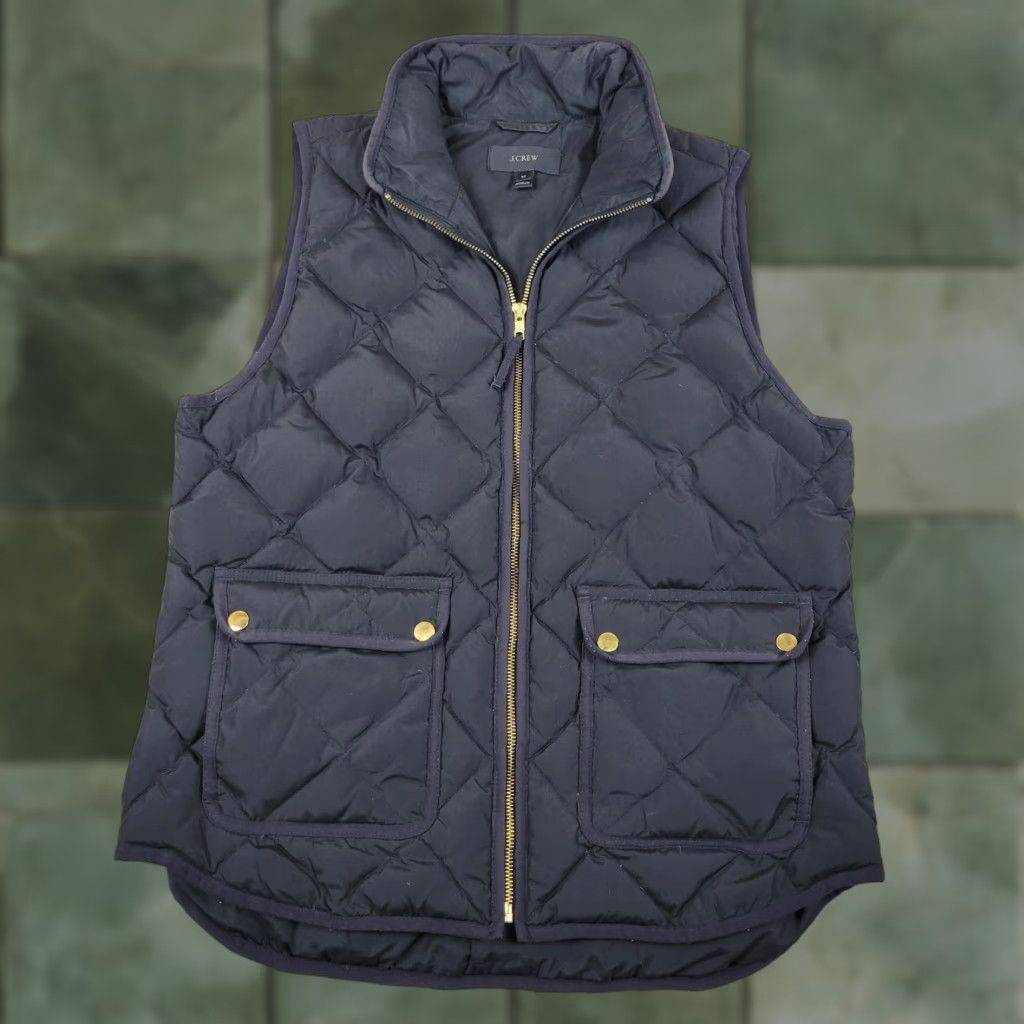 J.Crew J Crew Down Puffer Vest Women M Black Full Zip Quilted Packable Lightweight Vest Size M / US 6-8 / IT 42-44 - 1 Thumbnail