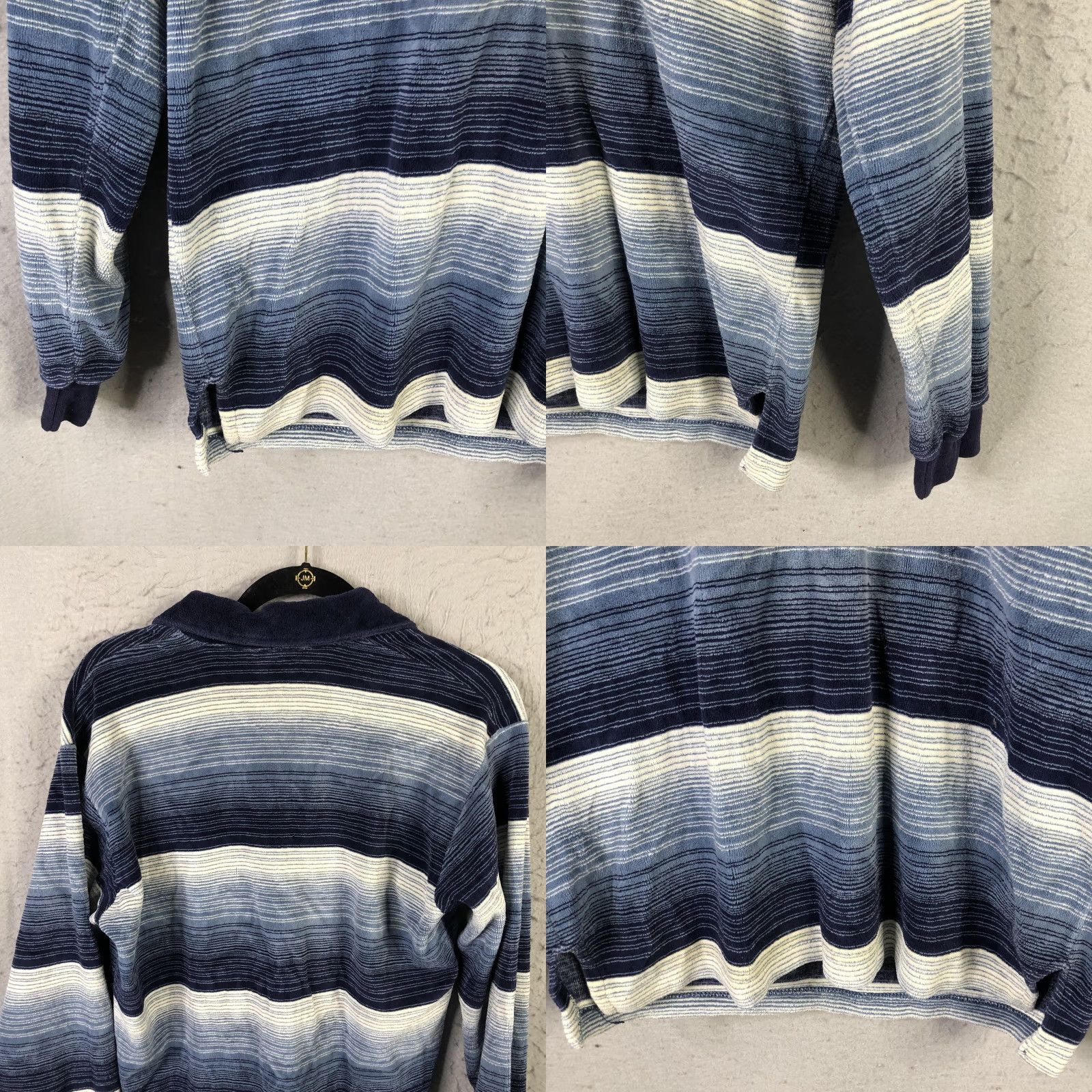 Vintage VINTAGE Montgomery Ward Sweater Mens Large Blue Stripe Collared Pullover USA 80s Size US L / EU 52-54 / 3 - 8 Thumbnail