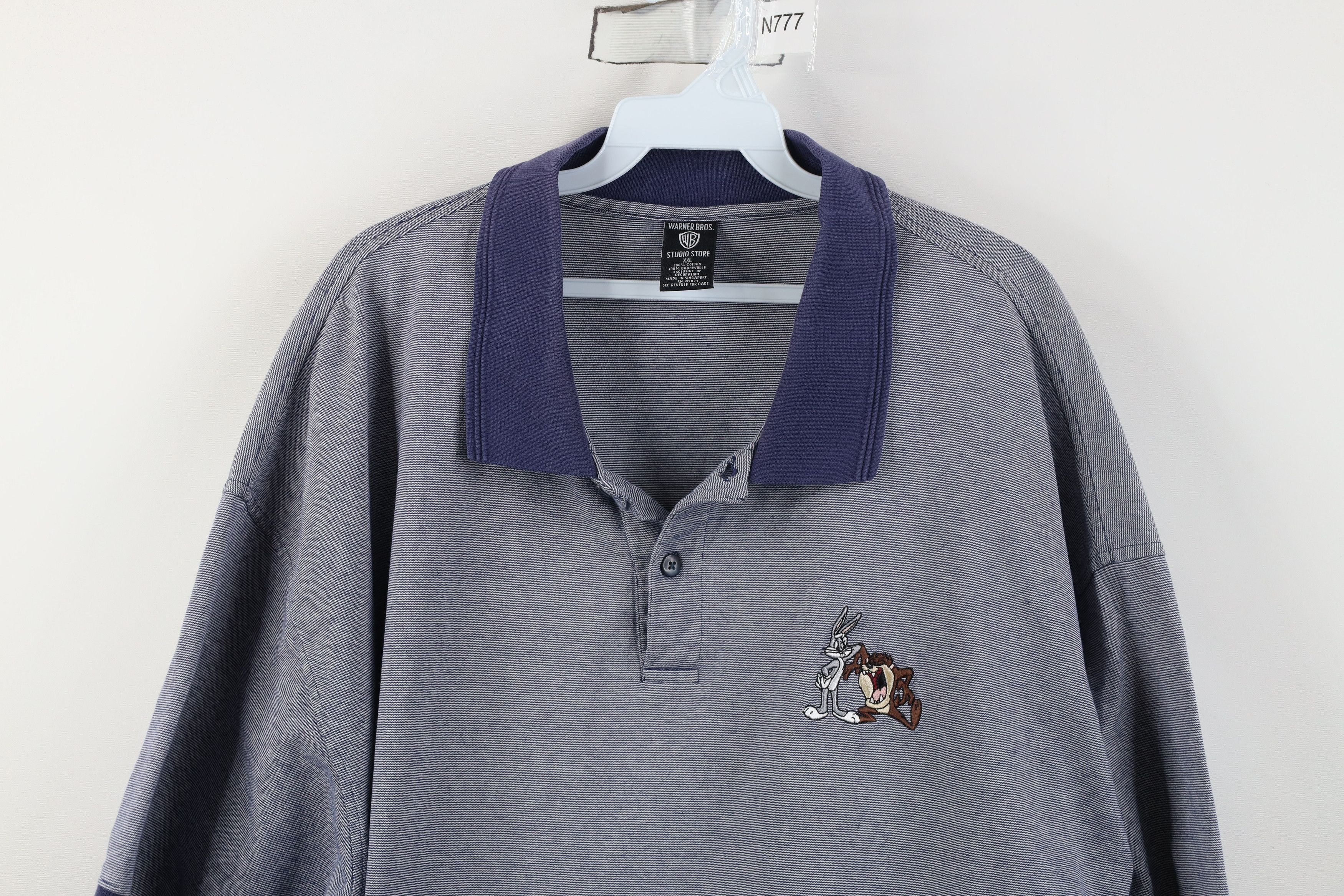 Vintage Vintage 90s Looney Tunes Taz Devil Striped Knit Golf Polo Size US XXL / EU 58 / 5 - 2 Thumbnail