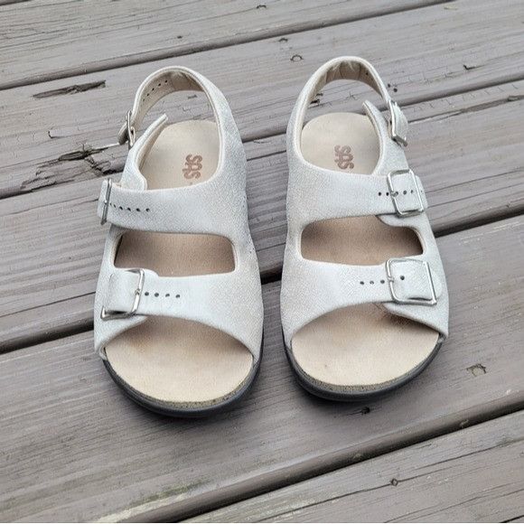 SAS SAS Relaxed Web Linen Cream Leather Comfort Walking Sandals Size US 7.5 / IT 37.5 - 6 Thumbnail