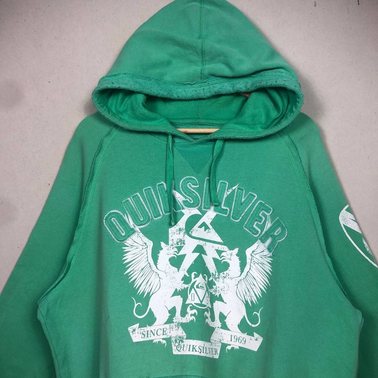 Quicksilver Vintage Quicksilver Green Hoodie Sweatshirt Size US L / EU 52-54 / 3 - 3 Thumbnail