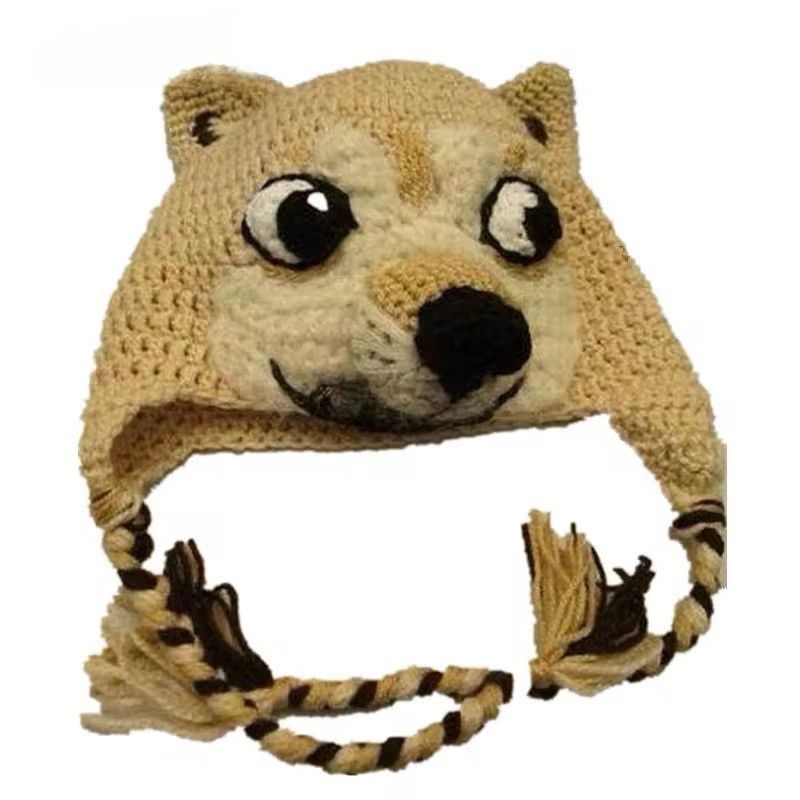 Handmade Handmade Knitted Cartoon Dog Animal Hat Cap Size ONE SIZE - 1 Thumbnail