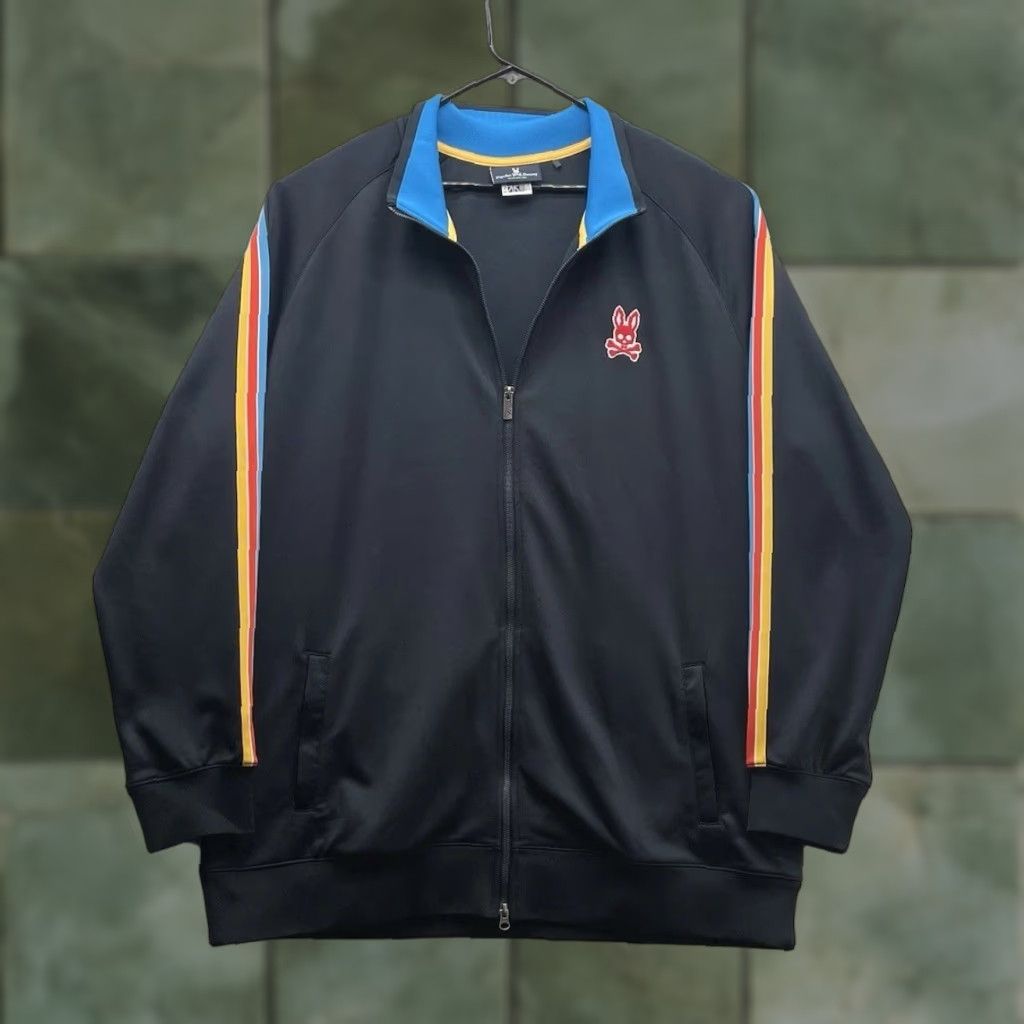 VINTAGE Psycho Bunny Men's Track Jacket Size 2XL Tall Black