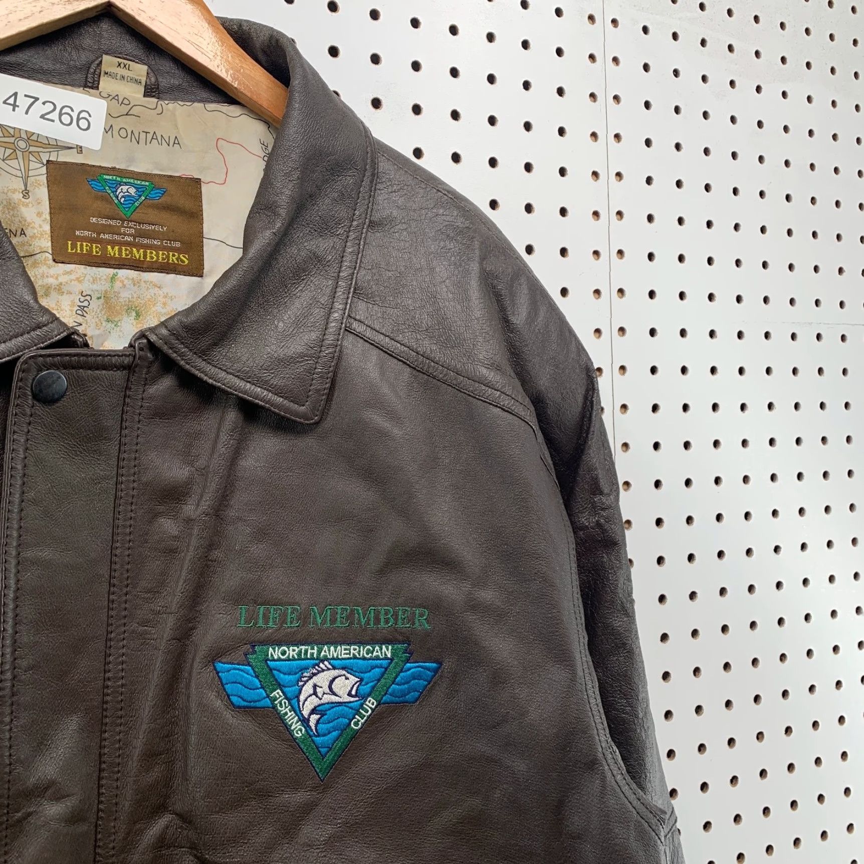 Vintage VINTAGE Life Members Bomber Jacket Mens 2XL Brown River Map Liner Jacket Size US XXL / EU 58 / 5 - 7 Thumbnail