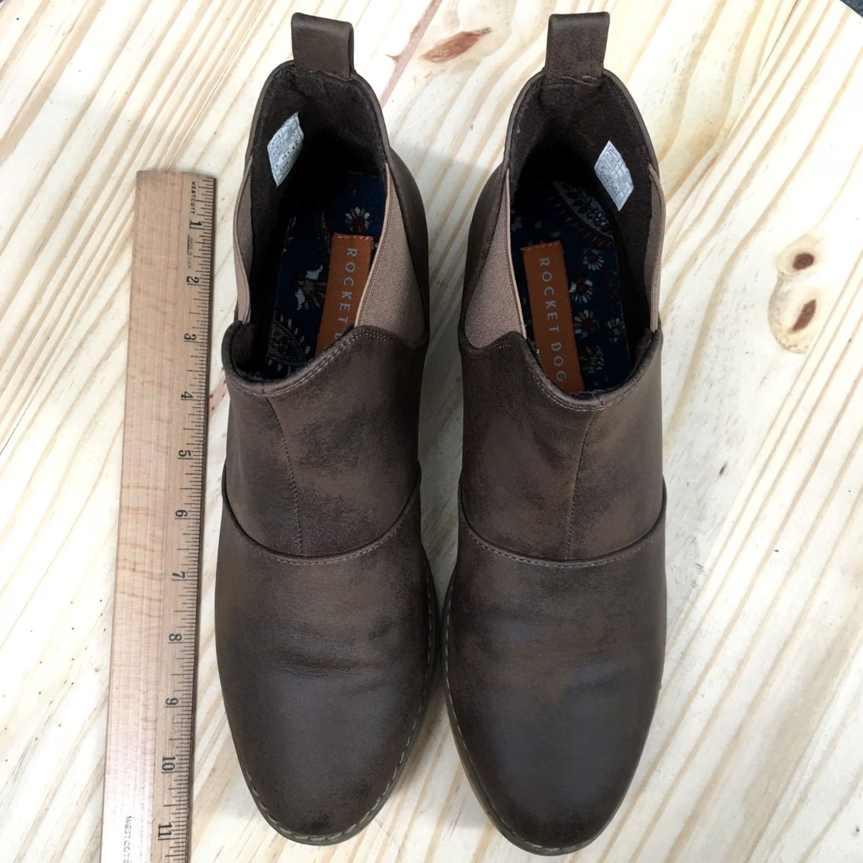 Vintage Rocket Dog Boots Women's 9 Maylon Chelsea Booties Brown Almond Toe Pull On Casual Boots Size US 9 / IT 39 - 5 Thumbnail