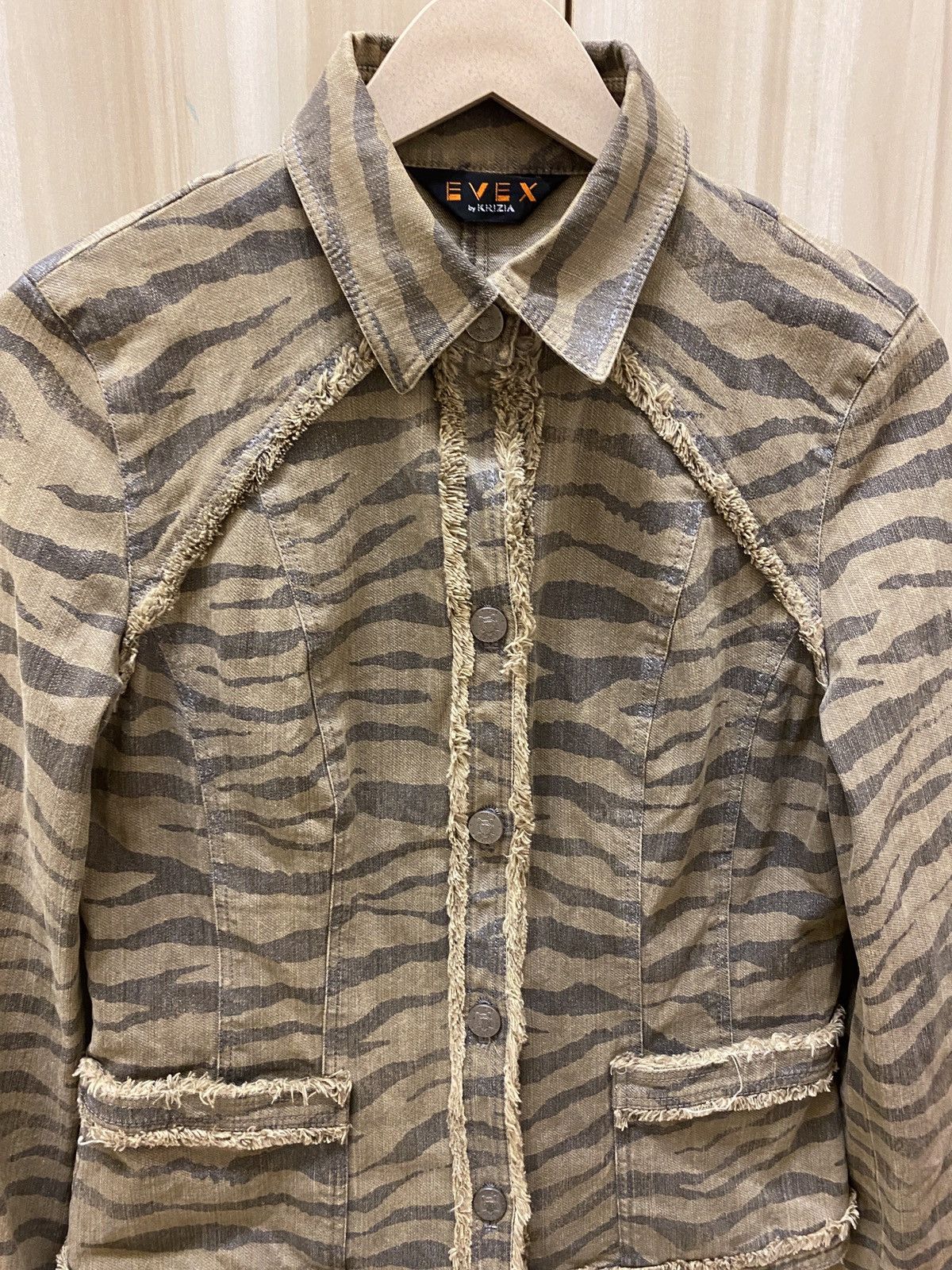 Krizia Evex by Krizia Zebra Animal Print Denim Jacket Size S / US 4 / IT 40 - 2 Thumbnail