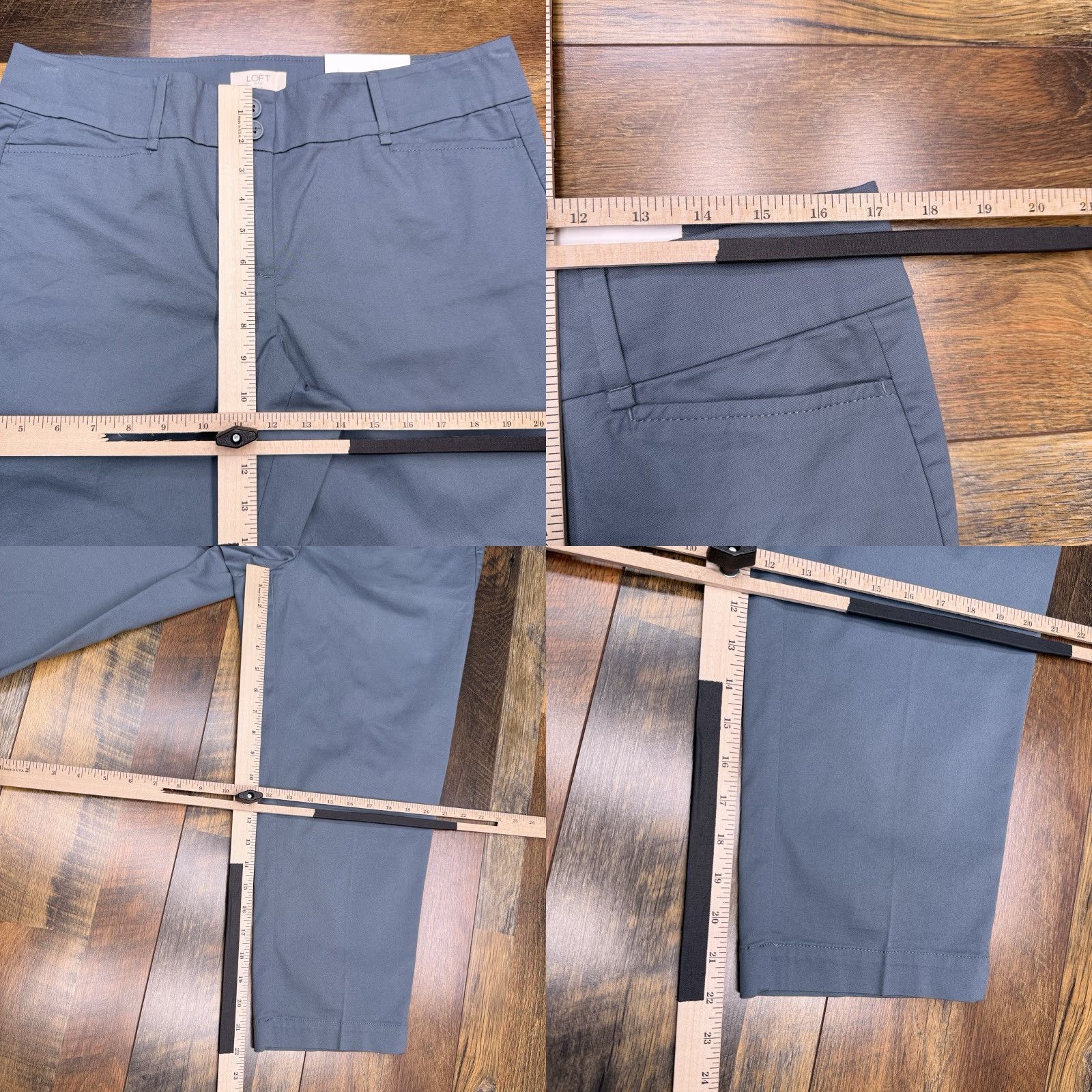 Loft Loft Womens Cropped Pants 12P Gray Mid Rise Stretch Twill Casual Straight Vintage No Size 34" / US 12 / IT 48 - 8 Thumbnail
