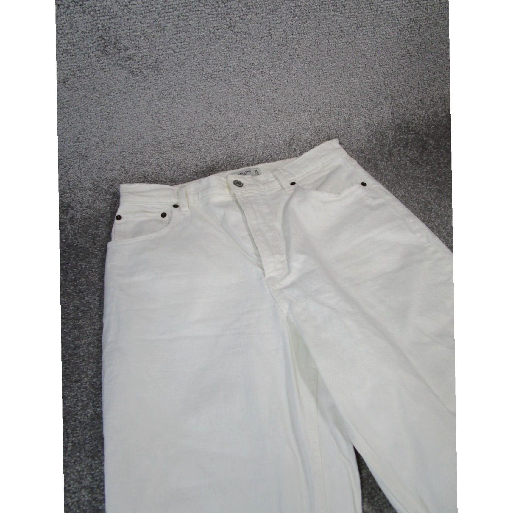Abercrombie & Fitch Abercrombie Fitch Womens High Rise Straight Jeans White Ripped Size 24" / US 00 / IT 34 - 2 Thumbnail