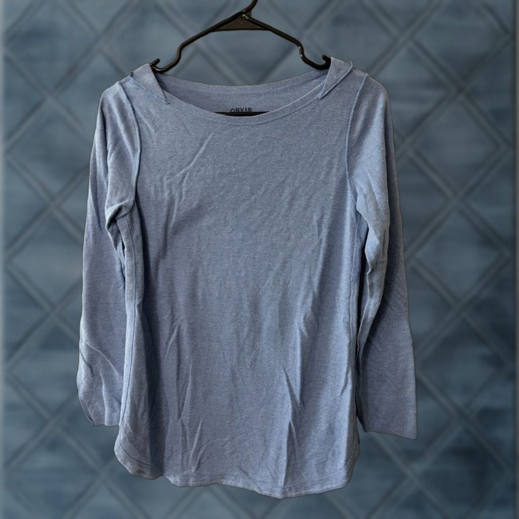 Orvis Orvis Women's T-Shirt Small Blue 100% Cotton Long Sleeve Casual Round Neck Size S / US 4 / IT 40 - 1 Thumbnail