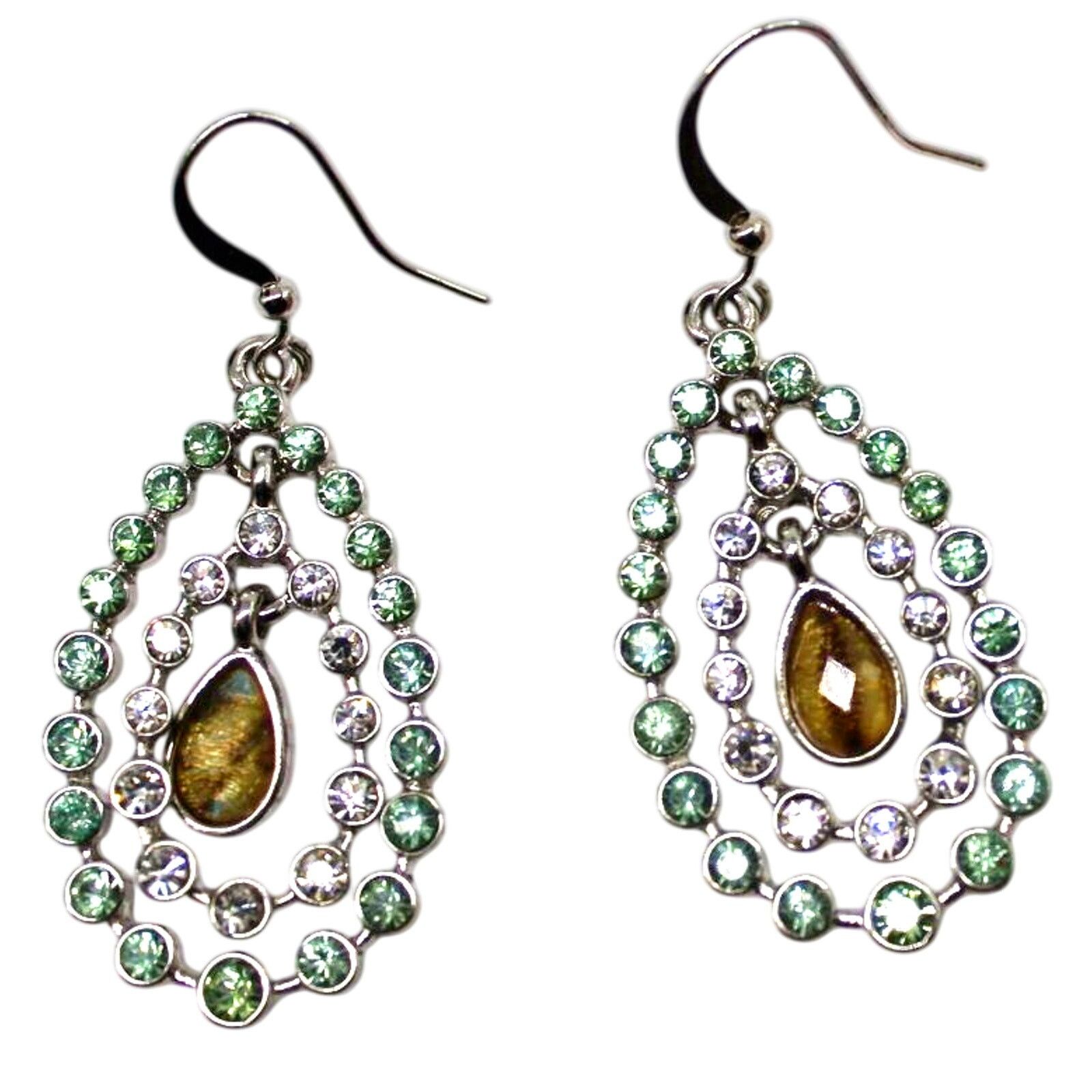 Other Elegant Double Hoop Rhinestone Drop Earrings • Aqua Clear Size ONE SIZE - 1 Thumbnail