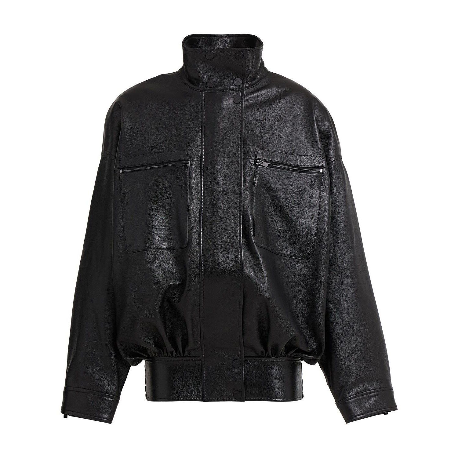 THE MANNEI Black Leather Bomber Jacket New & Authentic (Wome