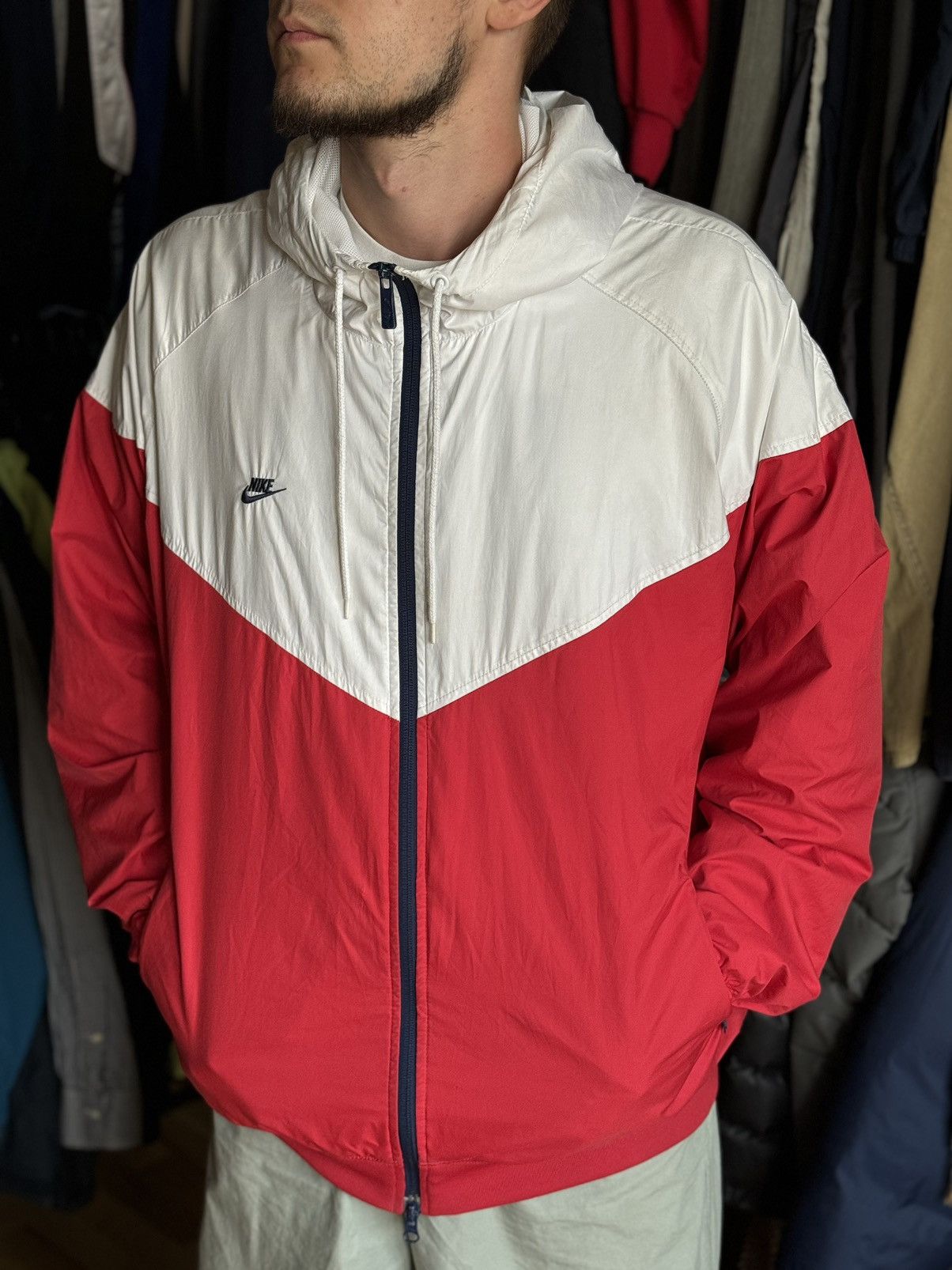 Nike × Vintage Vintage Nike Track jacket windbreaker 90s Y2K style nylon Size US XL / EU 56 / 4 - 2 Thumbnail