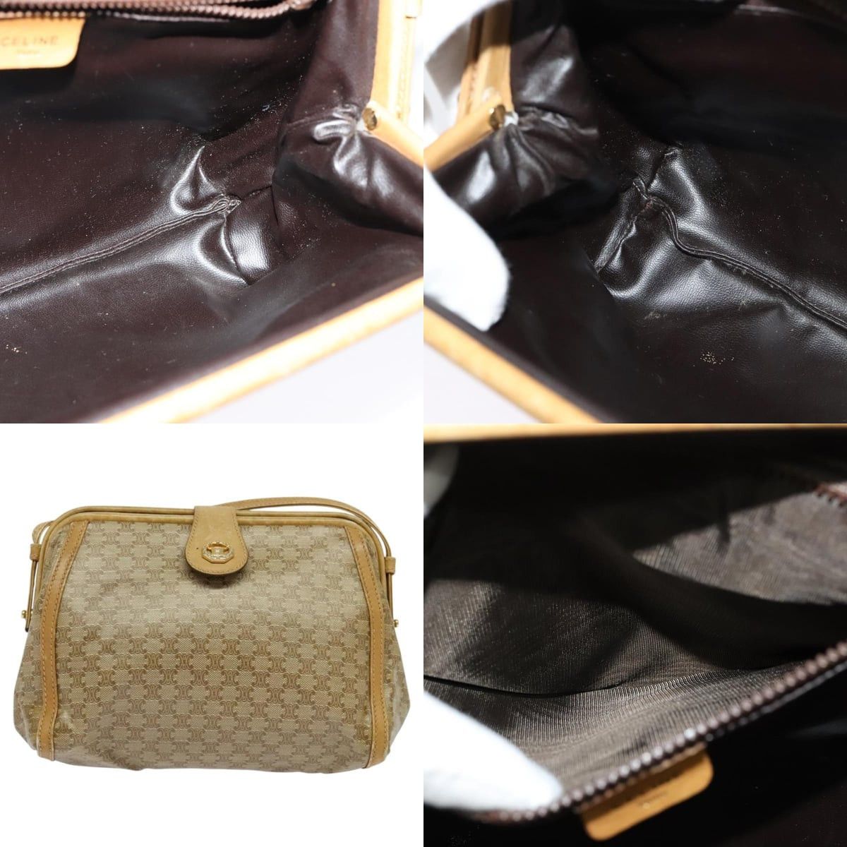 Celine CELINE Macadam Canvas Shoulder Bag Pvc Beige Gold Size ONE SIZE - 10 Thumbnail