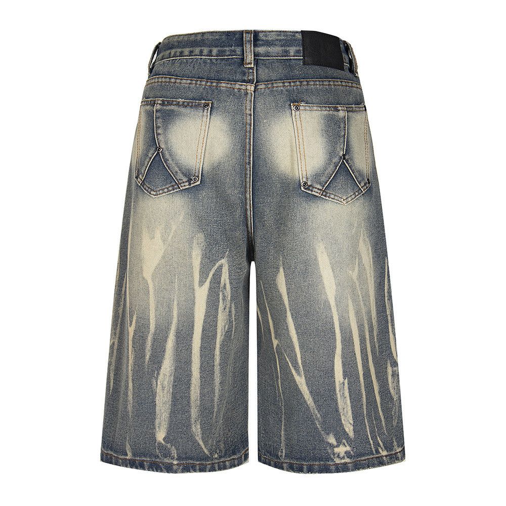 Vintage Men's Loose-Fit Straight-Leg Washed Denim Shorts Vibe Style Size US 32 / EU 48 - 2 Thumbnail