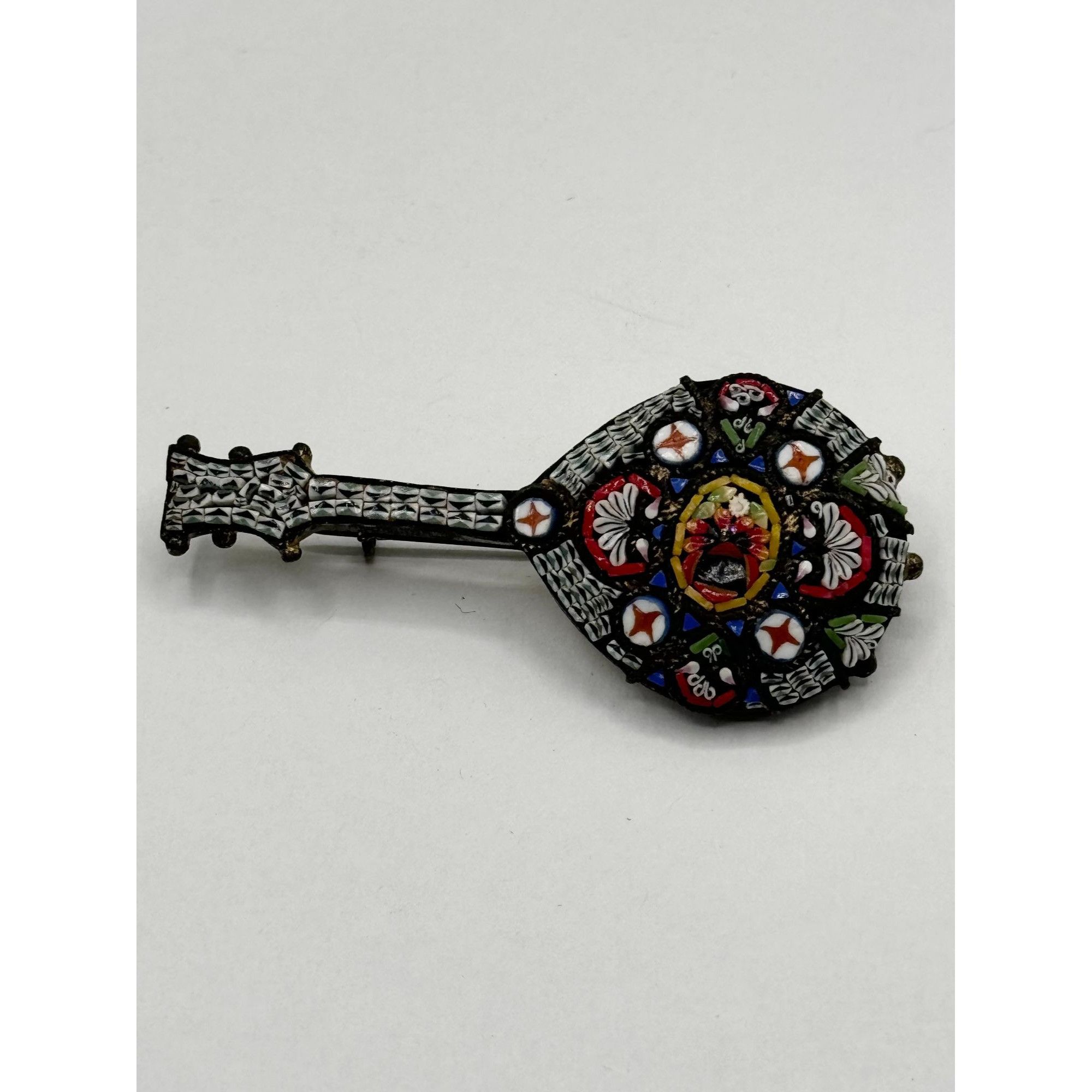 Vintage Estate micro mosaic glass musical instrument brooch pin Size ONE SIZE - 5 Thumbnail