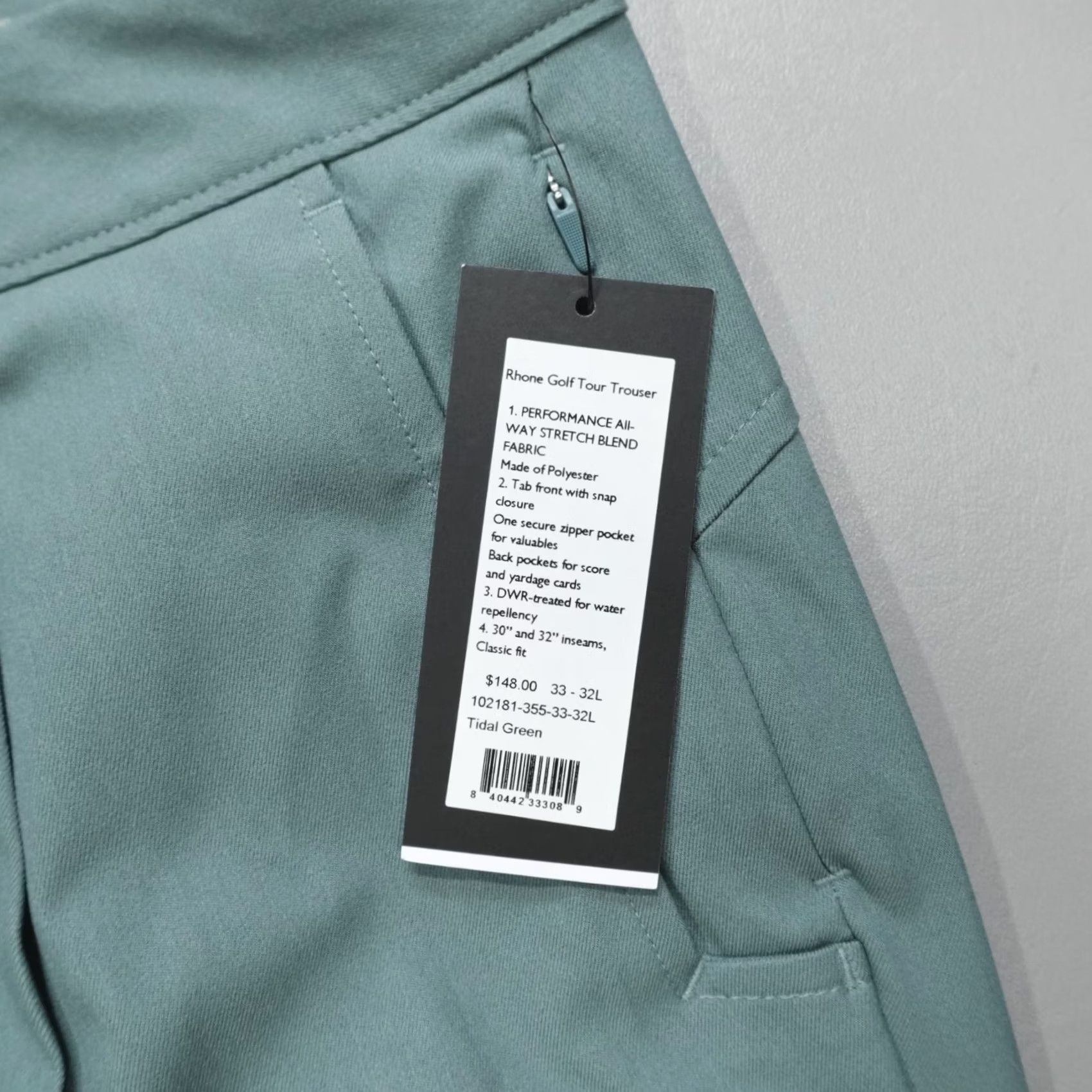 Rhone Rhone Golf Tour Trouser Pants Tidal Green Size 33x32 Classic Fit Performance Size US 34 / EU 50 - 2 Thumbnail