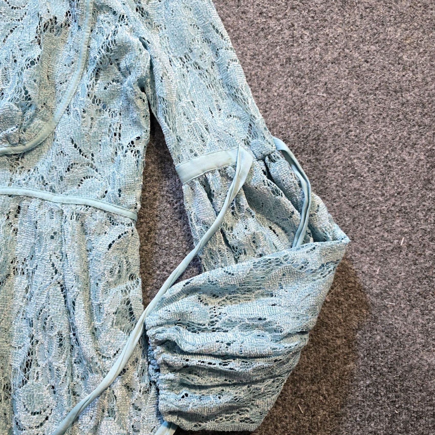 Free People Free People Dress Womens Size S Green Lace Sheer Peasant Boho Hippie Casual A-Line Short Sleeve Balloon Night? Size S / US 4 / IT 40 - 5 Thumbnail