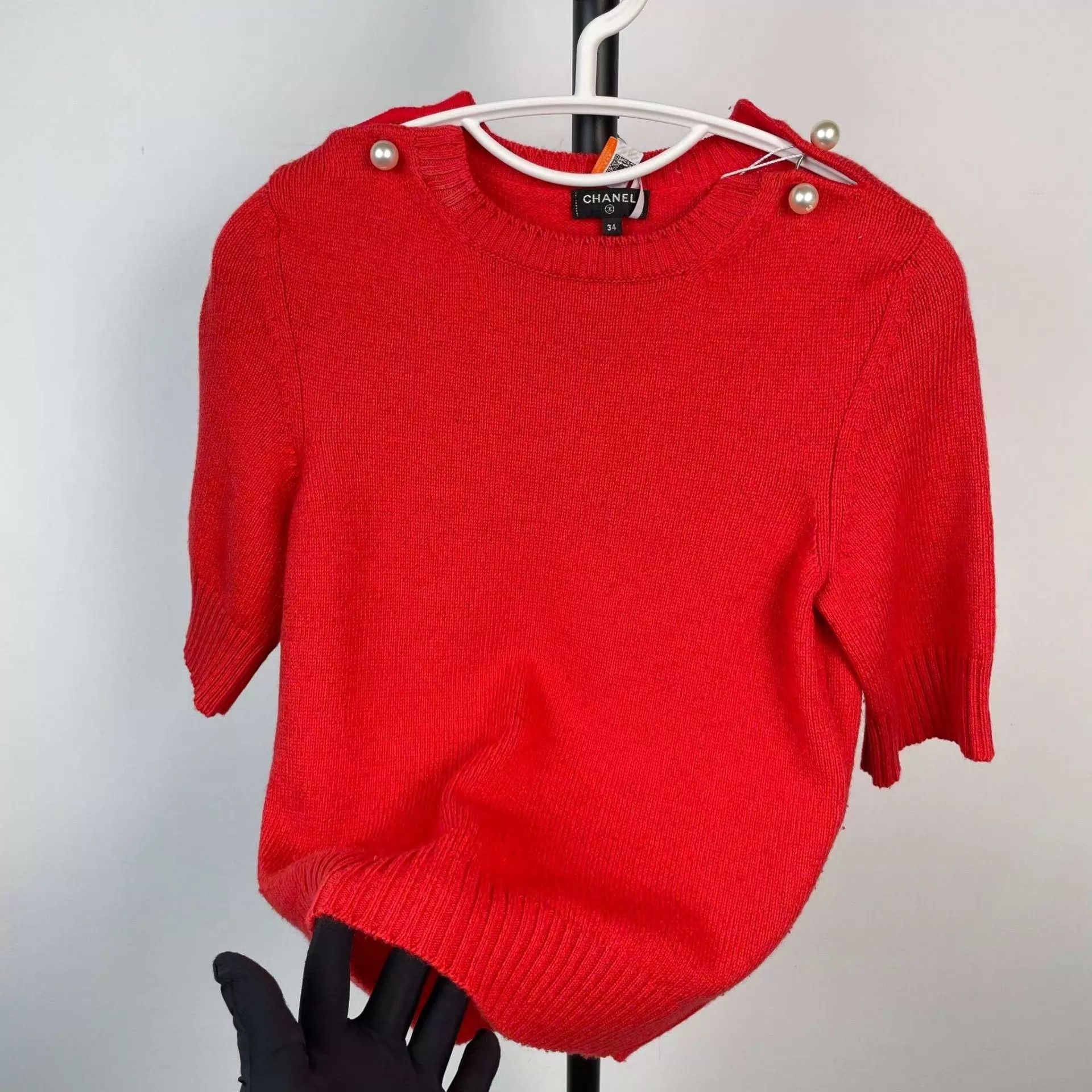 Chanel Chanel knit short-sleeve tee crimson 34 95 New Size XS / US 0-2 / IT 36-38 - 8 Thumbnail