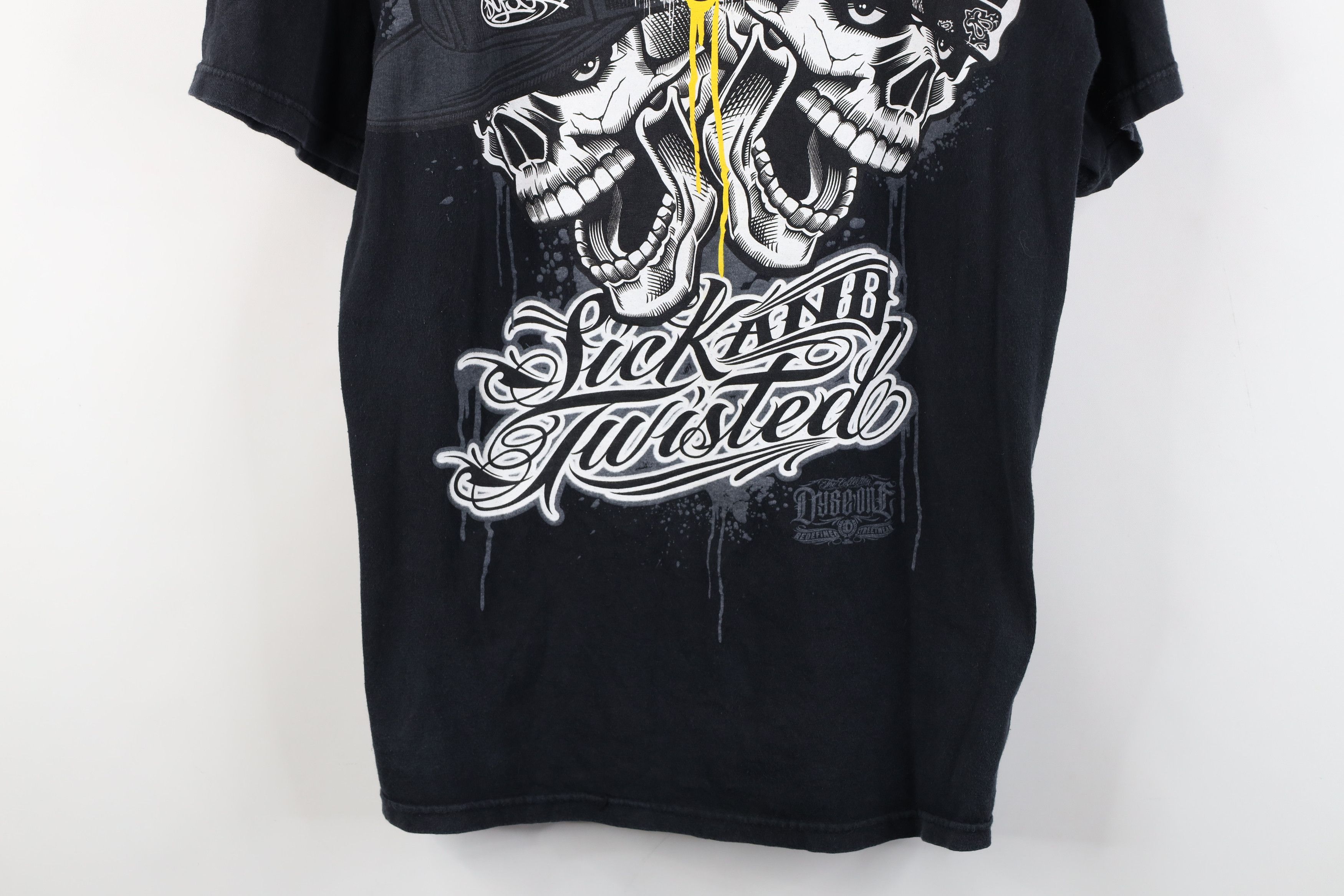 Vintage Vintage Y2K Streetwear Sick and Twisted Skull T-Shirt Black Size US L / EU 52-54 / 3 - 3 Thumbnail