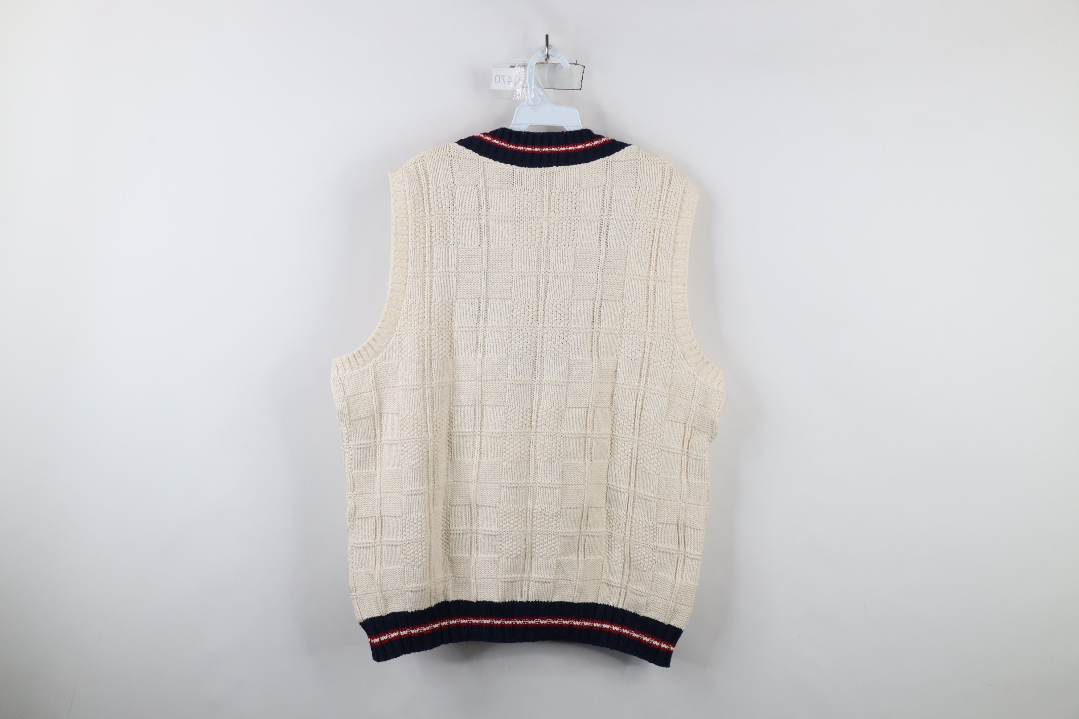 Lands' End × Vintage Vintage 90s Lands End Cotton Knit V-Neck Sweater Vest USA Size US L / EU 52-54 / 3 - 7 Thumbnail