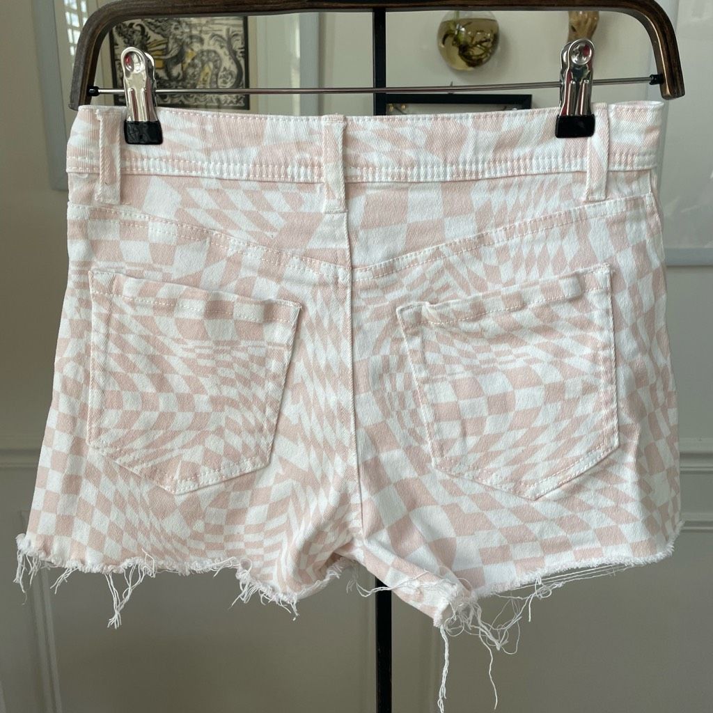 Rsq RSQ Pink White Psychedelic Grid Cutoff Denim Shorts 25 Size 25" / US 0 / IT 36 - 5 Thumbnail
