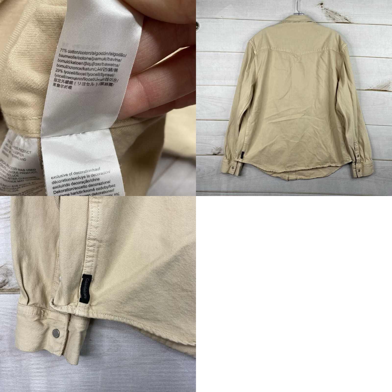 Calvin Klein Calvin Klein Jeans Mens Western Shirt Sz L Beige Yellow Snap Long Sleeve Denim Shirts Mens Western 90s Theme None Size US L / EU 52-54 / 3 - 9 Thumbnail