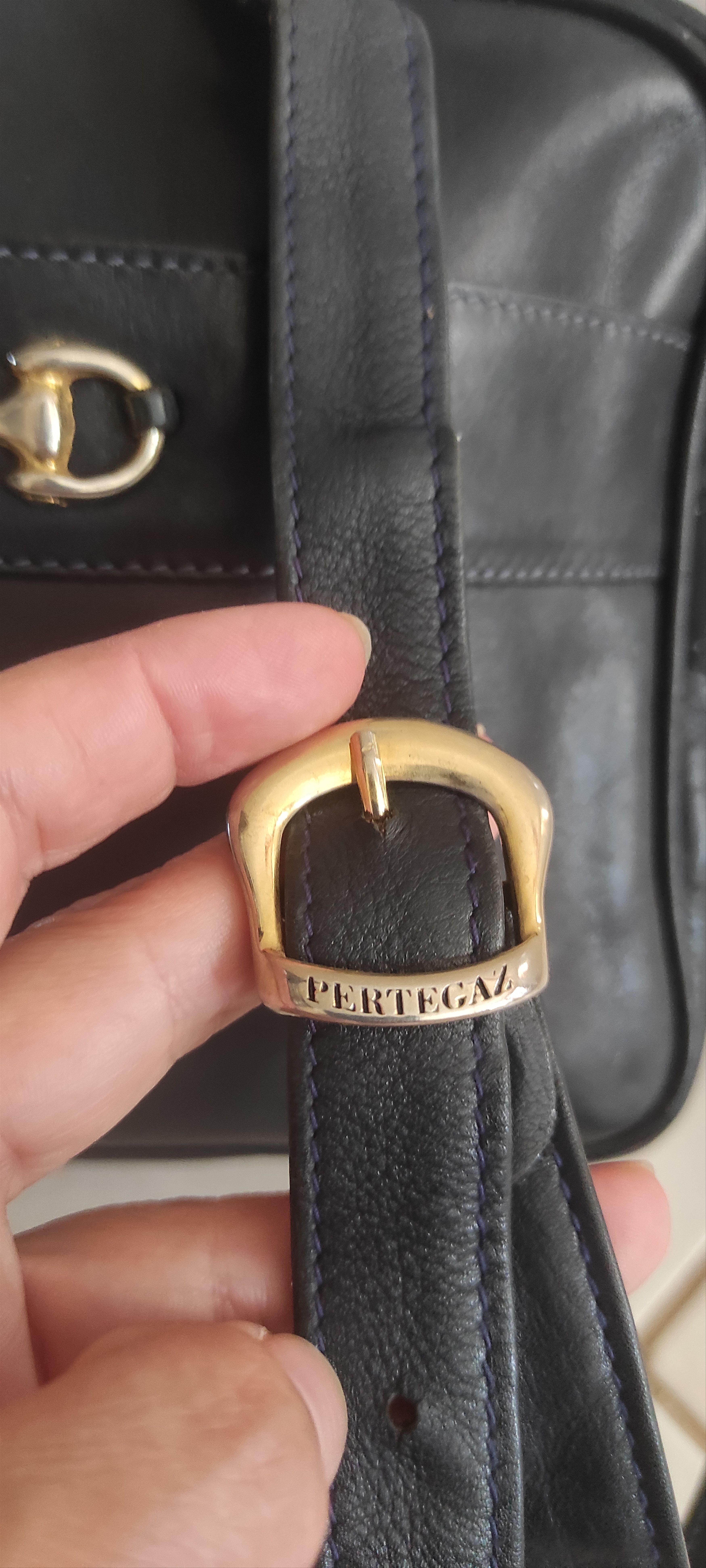 Other Vintage Pertegaz Genuine Leather Shoulder Bag Dark Blue Size ONE SIZE - 5 Thumbnail