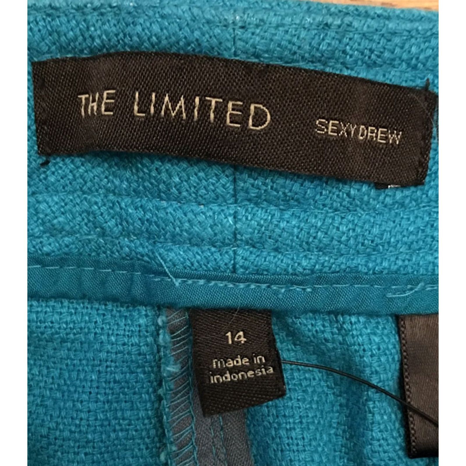 Vintage The LIMITED Linen Shorts Belted Turquoise 1493 Women 14 Blue Cotton Blend Pocket Zipper Slim Hot Pants Size 25" / US 0 / IT 36 - 3 Thumbnail