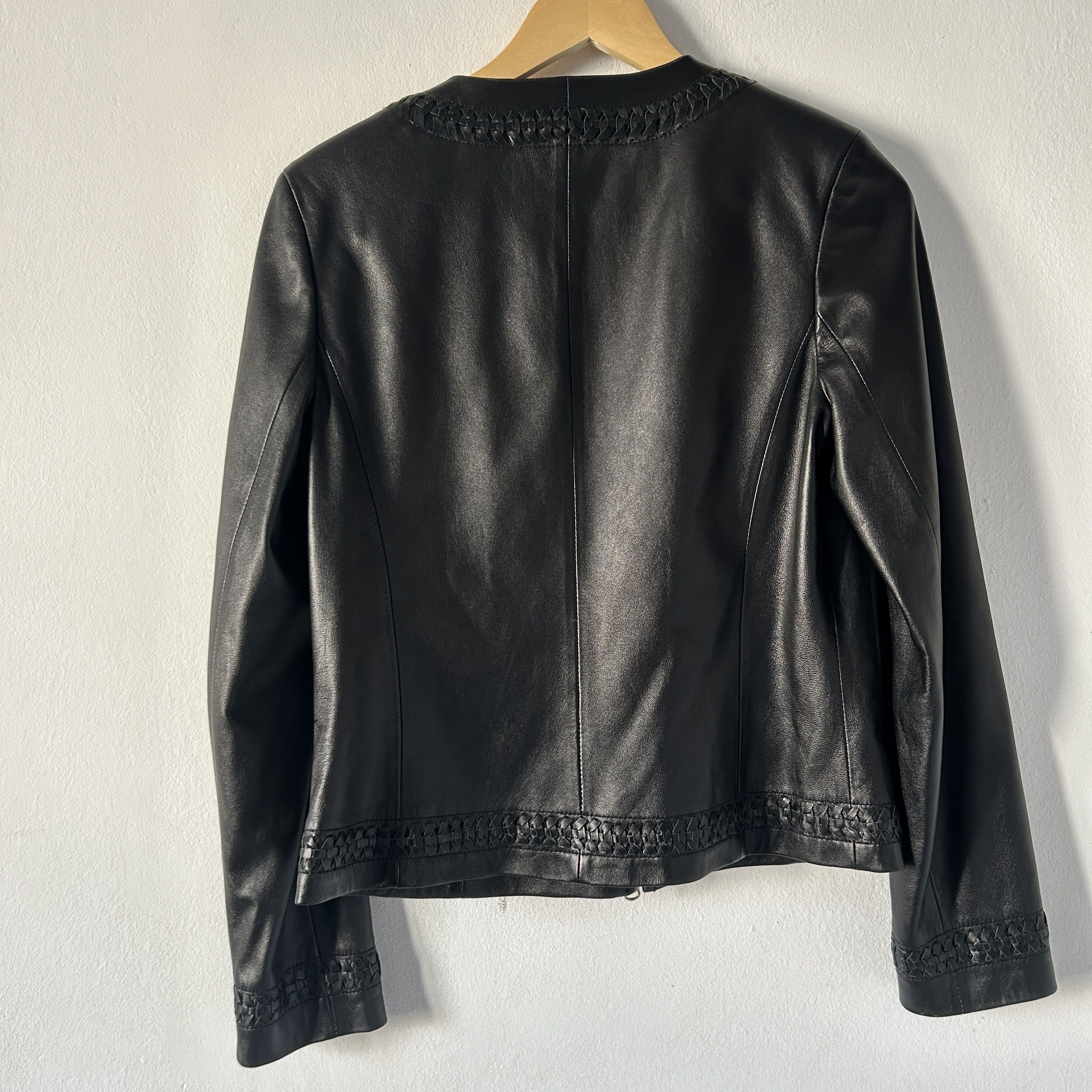 Vintage Vintage black leather braided round neck jacket Size S / US 4 / IT 40 - 8 Thumbnail