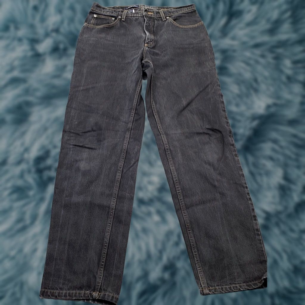 Lands' End Lands' End Mens Jeans 33 Black Denim Stretch Boho Streetwear Grunge Straight Leg Jeans Mens Size 33 Black Denim 5-Pocket Regular Fit Vintage? No Size US 33 - 1 Thumbnail