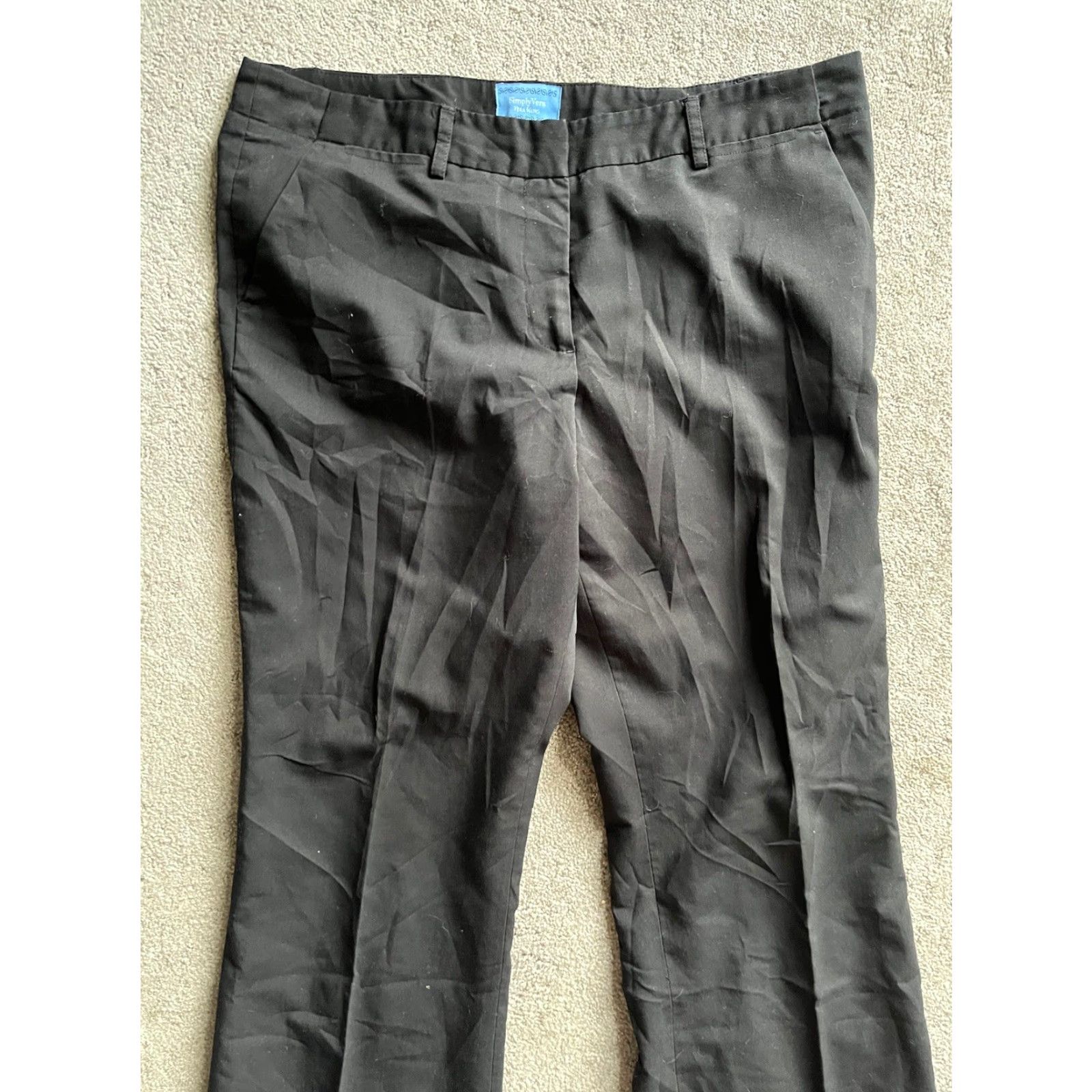 Vintage Simply Vera Vera Wang Pants Women Flat Front Stretch Black Size 12 Straight Leg Womens Size 34" / US 12 / IT 48 - 2 Thumbnail