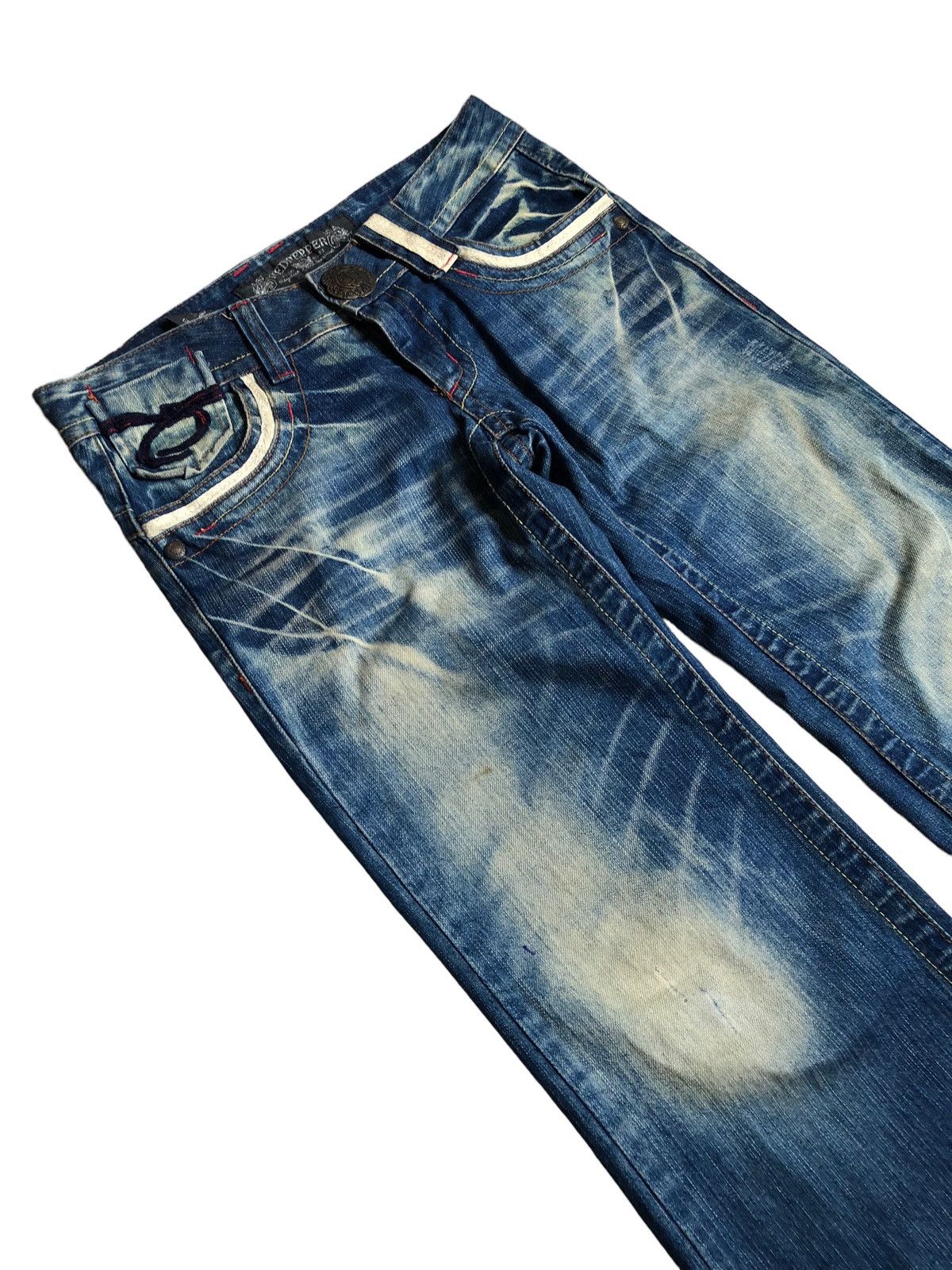 Japanese Brand Red Pepper wide leg flared blue wash denim pants Size US 32 / EU 48 - 7 Thumbnail